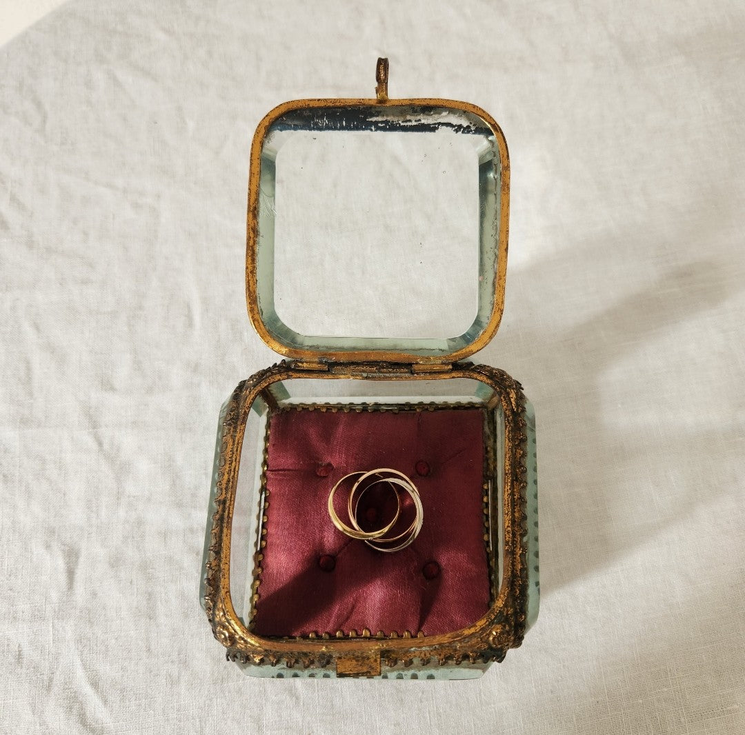 Antique Napoleon III Glass Trinket Casket