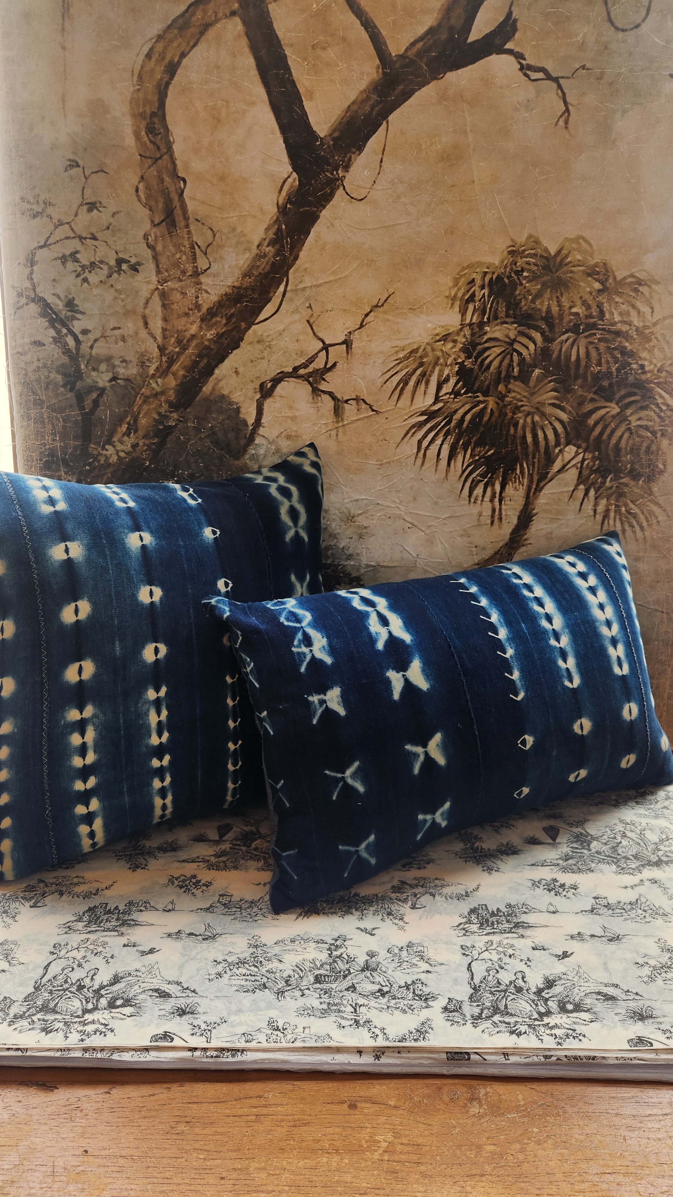 Denim Hued Hand Dyed Mud Cushion