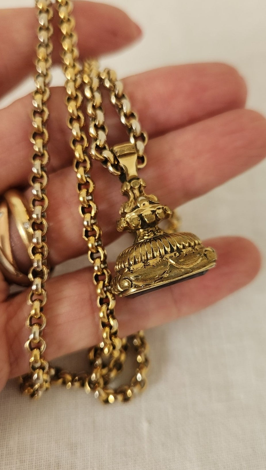 Antique Gilded Silver Amethyst Fob Pendant