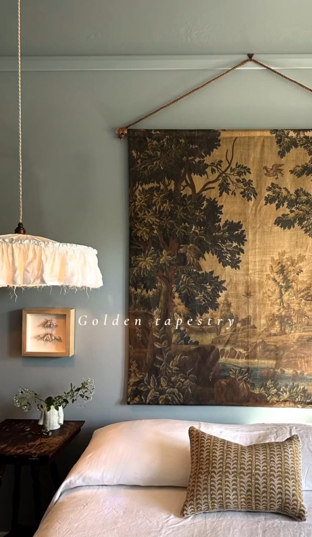 Golden Tapestry Linen Wall Hanging