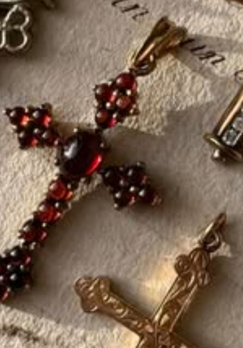 Vintage Garnet Gilt on Silver pendant