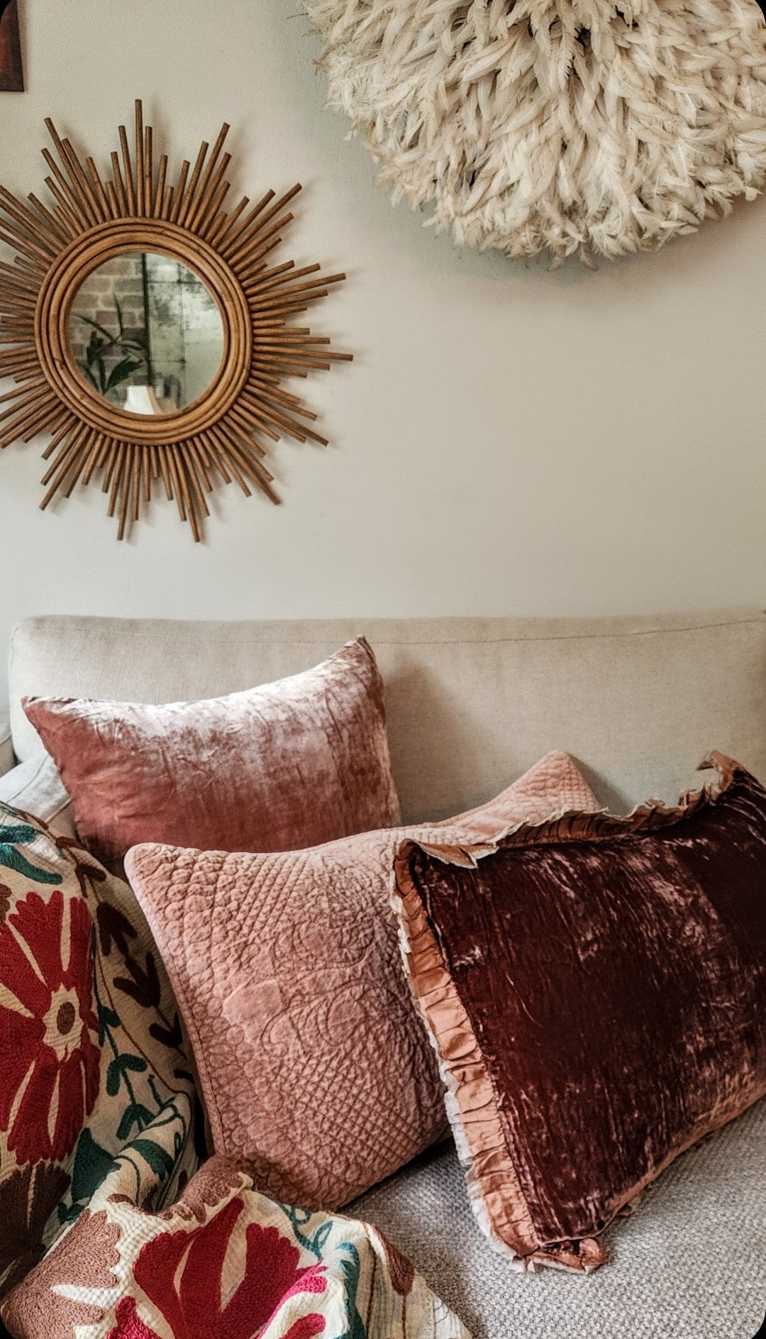 Seraphine Cushion with Silk Ruffle - Santa Fe Rust