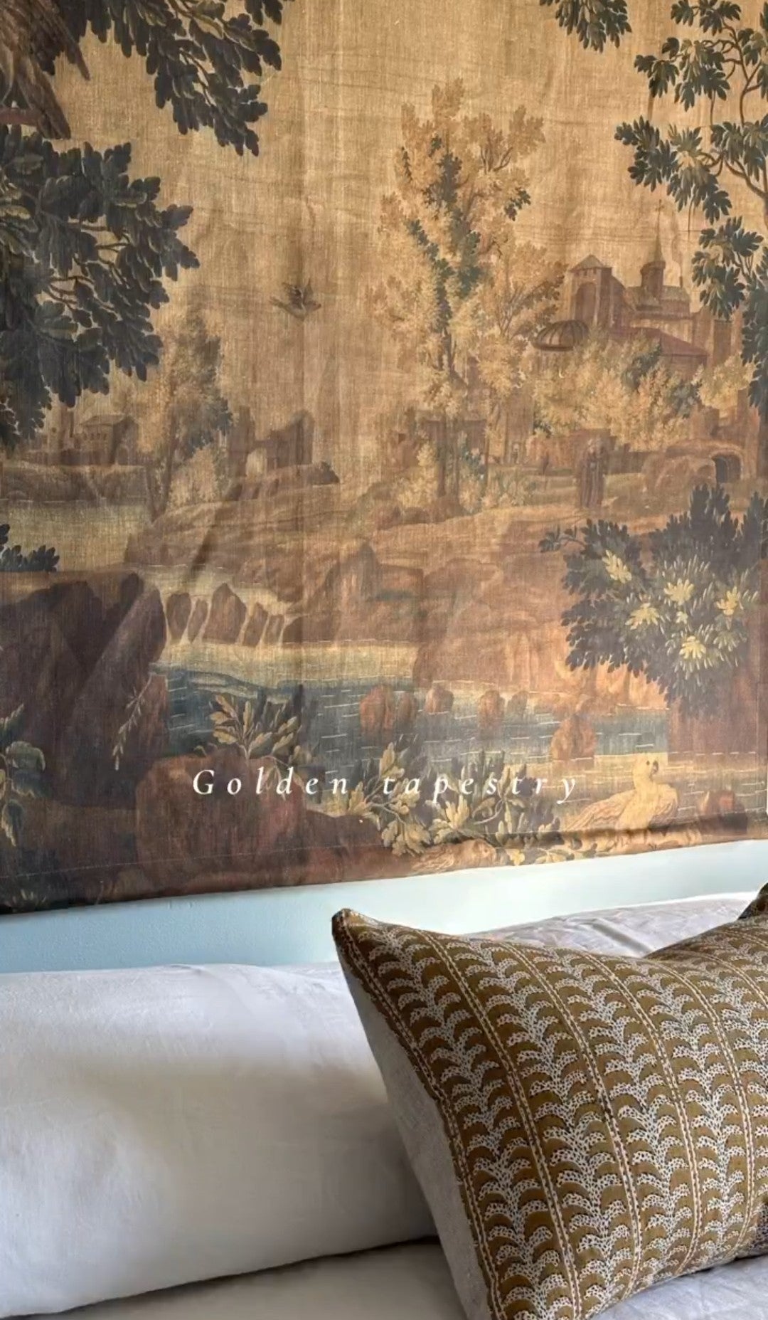 Golden Tapestry Linen Wall Hanging