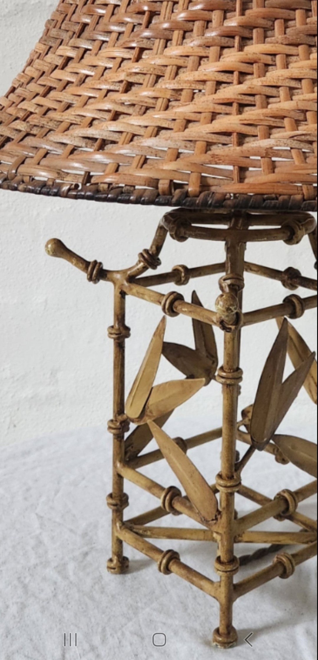 Vintage French Bamboo Lamp and Rattan Shade