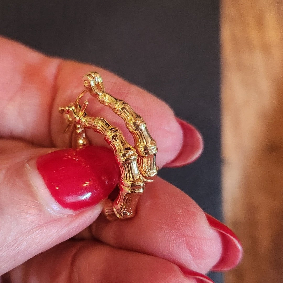 Bamboo Hoop Earrings Small (french lock)