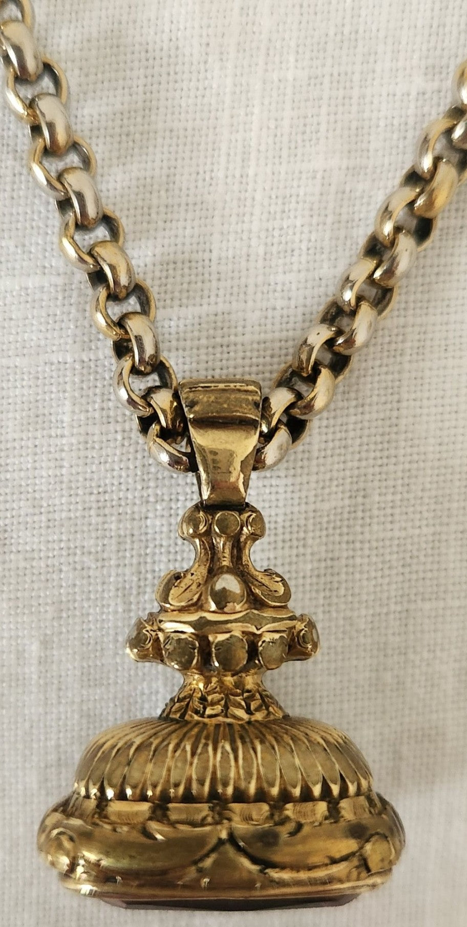 Antique Gilded Silver Amethyst Fob Pendant