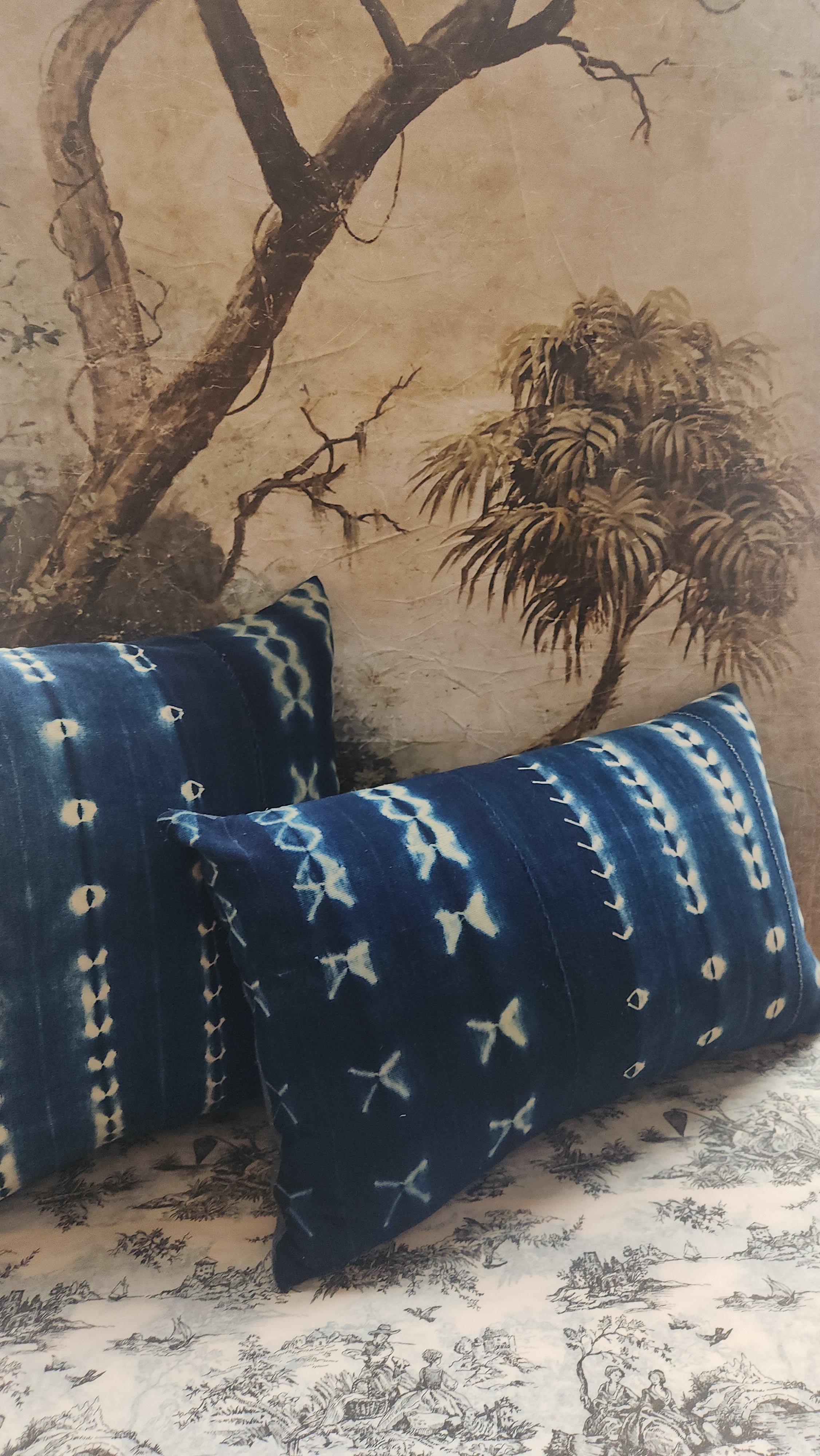 Denim Hued Hand Dyed Mud Cushion