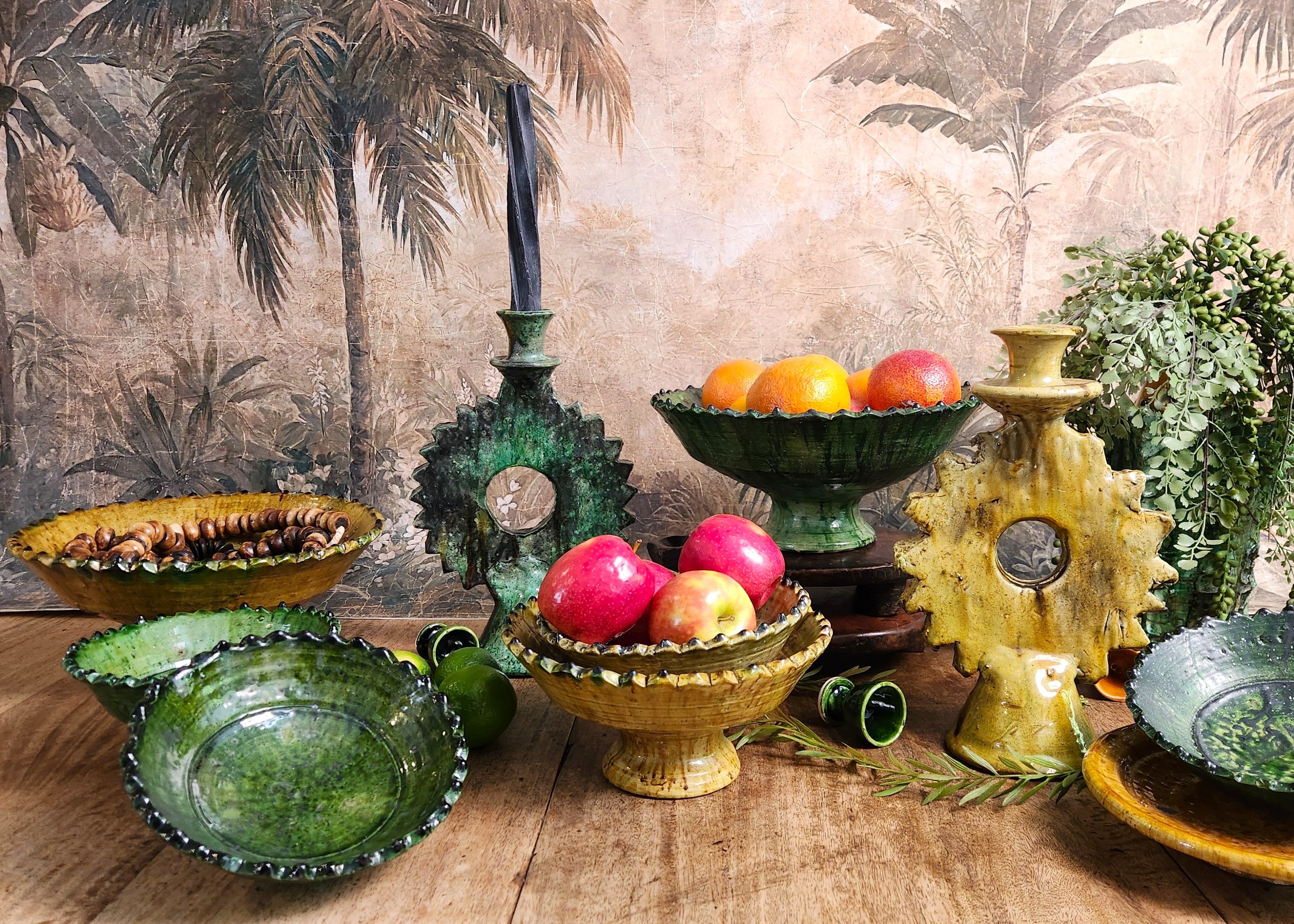 Tamegroute Pedestal Bowl - Jaune (3 sizes)