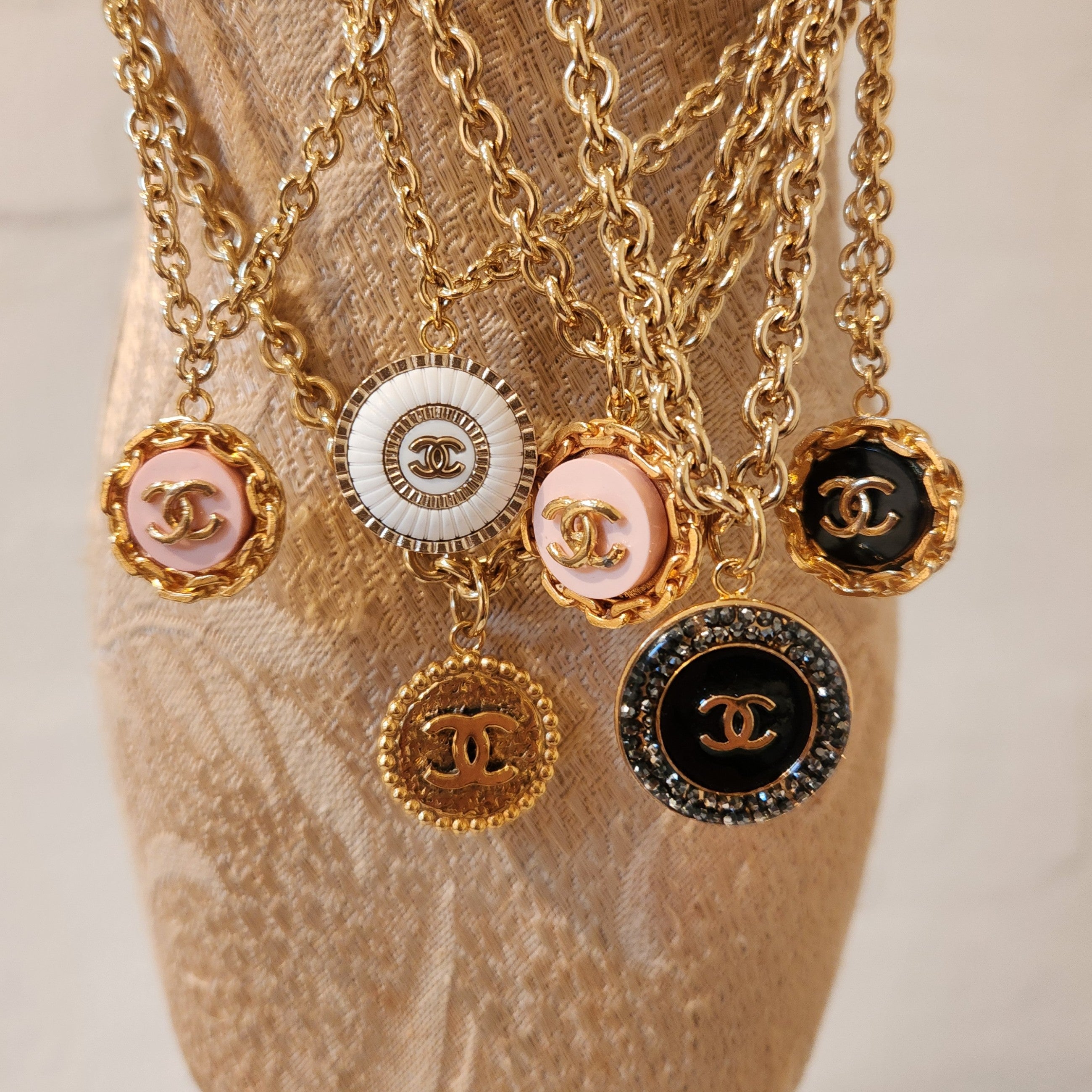 Large Pink Link Pendant Necklace