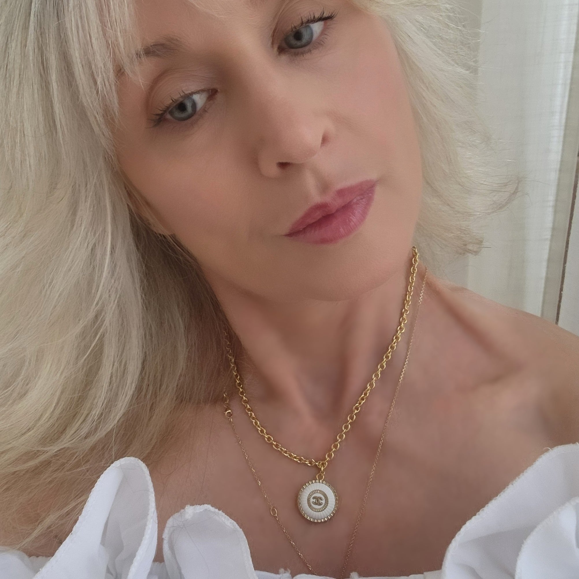 White Pleated Necklace