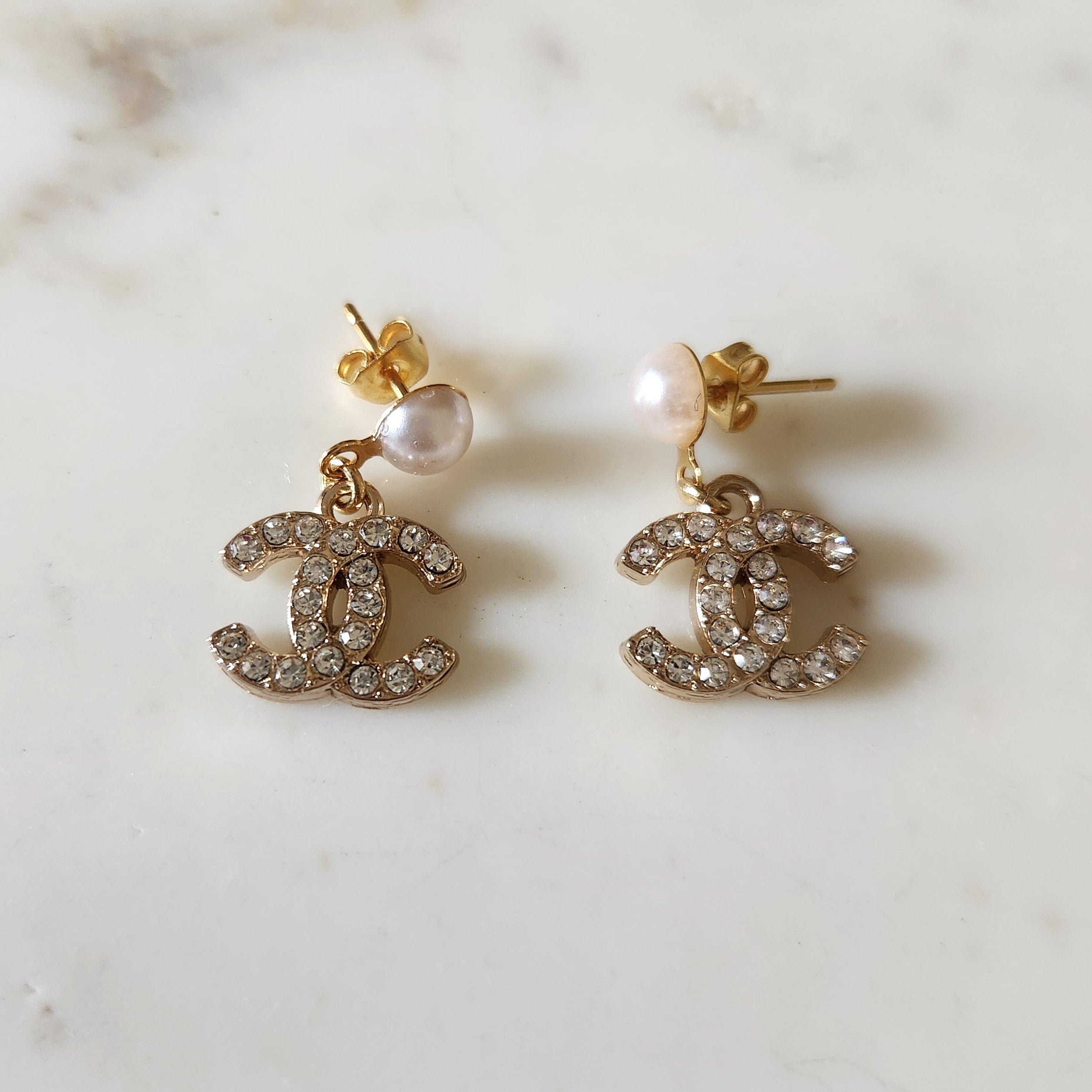 Diamante and Pearl Stud Earrings
