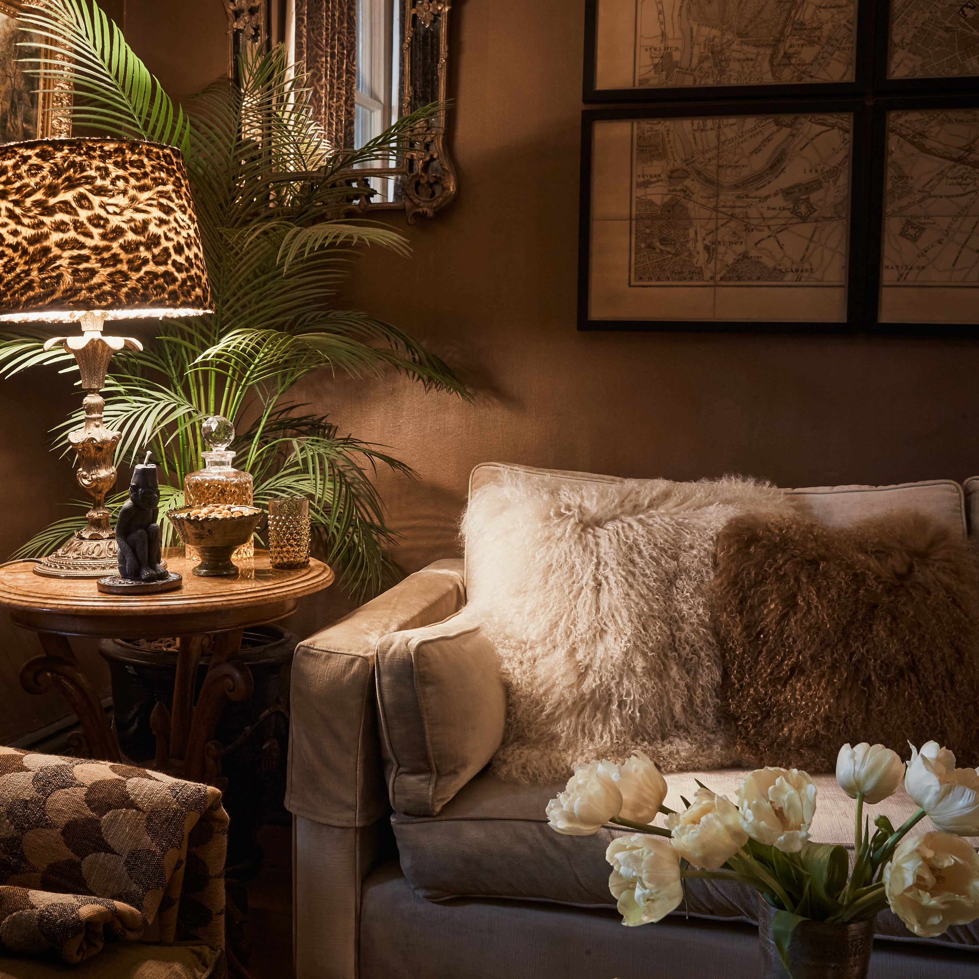 Mongolian Sheepskin Cushion - Toffee
