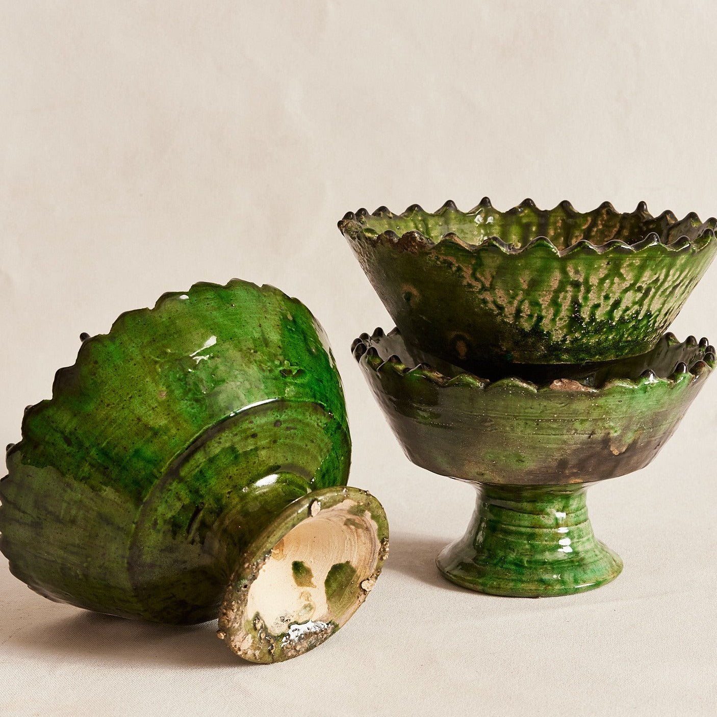 Medium Tamegroute Pedestal Bowl - Vert