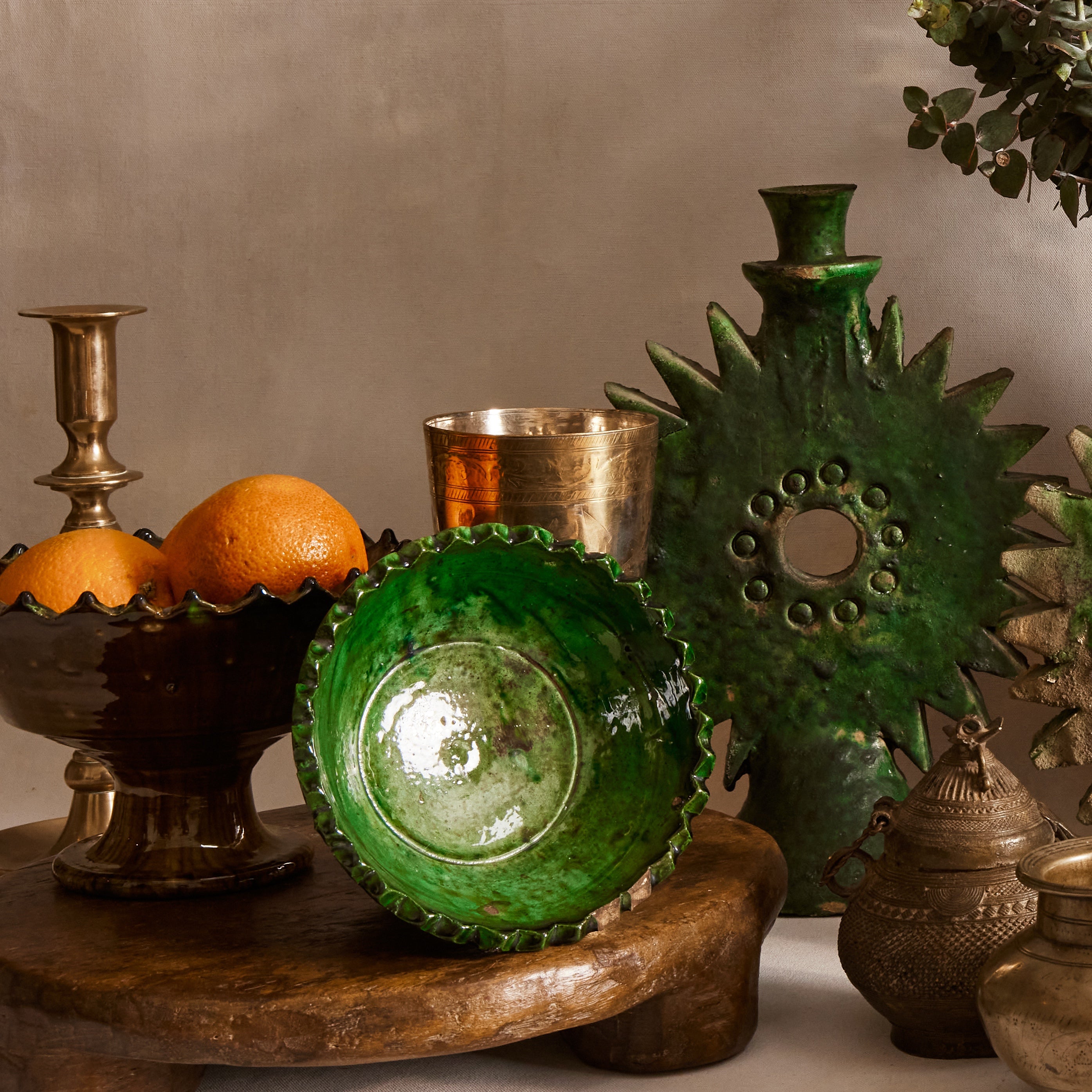 Medium Tamegroute Pedestal Bowl - Vert