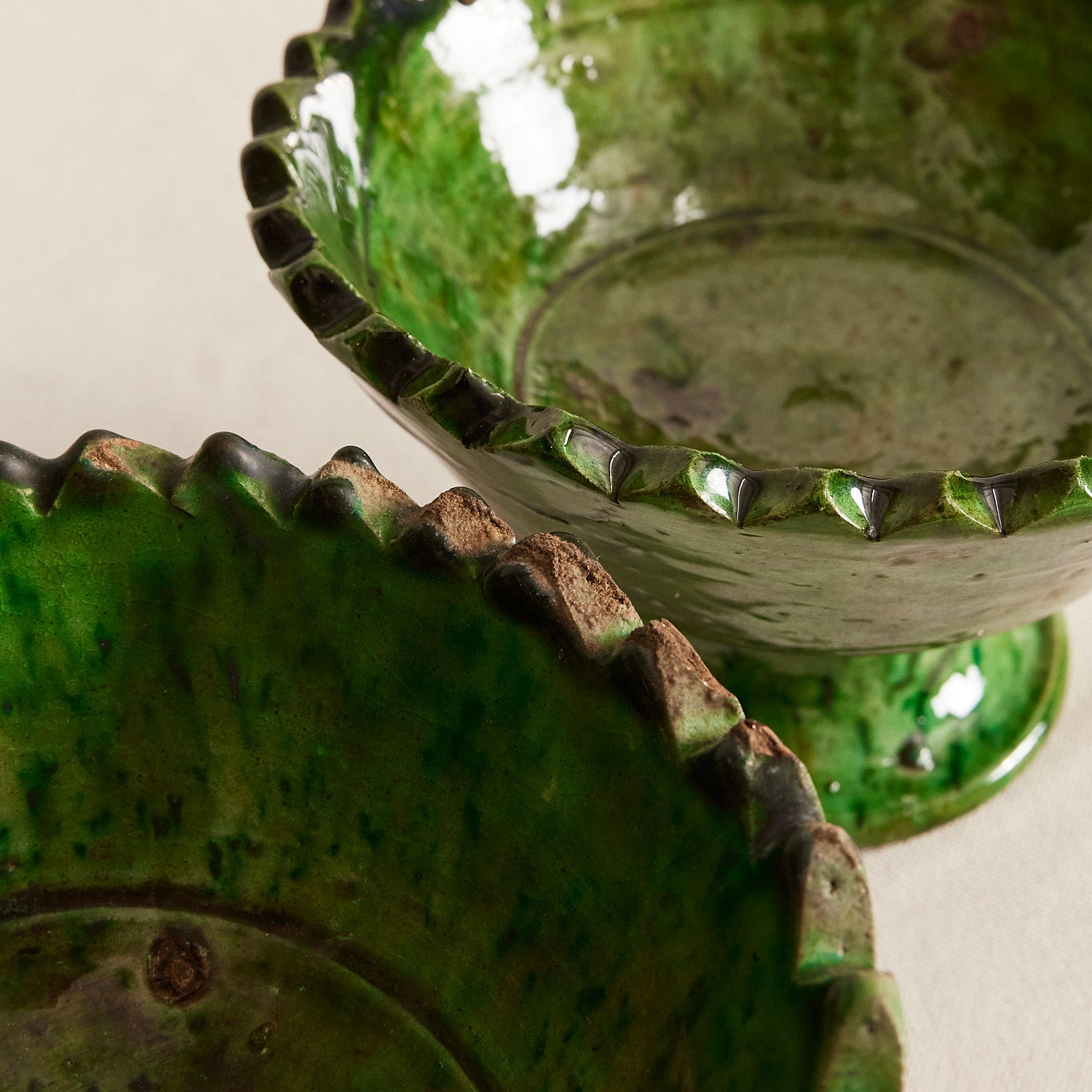 Small Tamegroute Pedestal Bowl - Vert