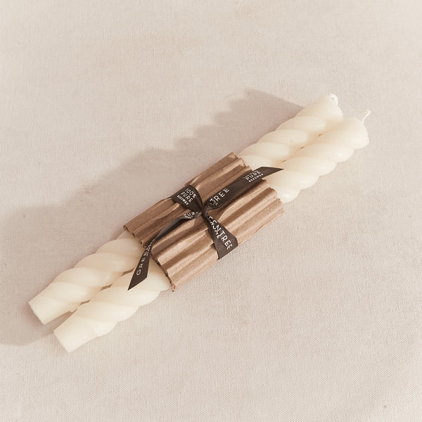 Cream Rope Candles (pair) - 10"