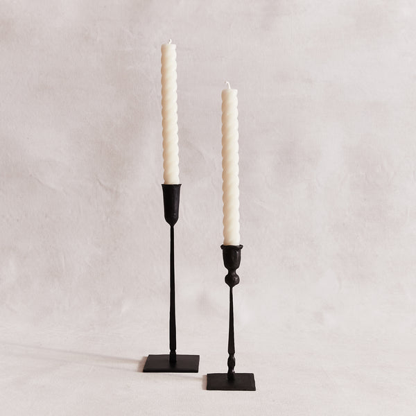 Cream Rope Candles (pair) - 10"