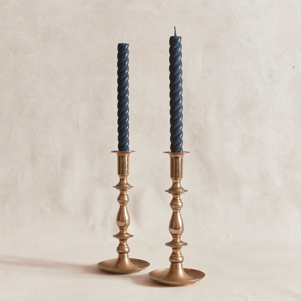 Blue Slate Rope Candles (pair) - 10"