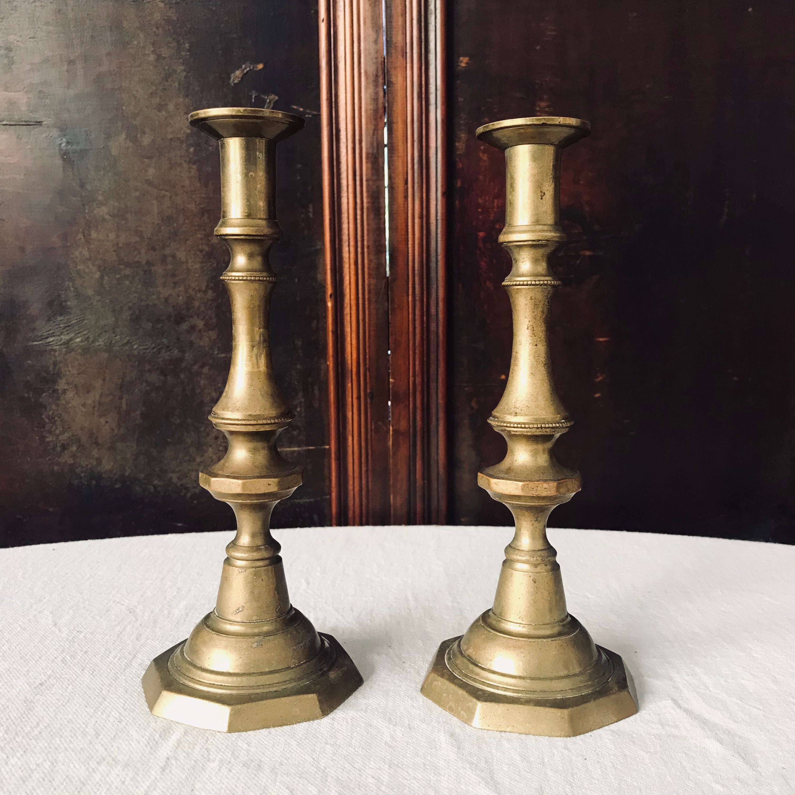 Pair of Antique Brass Candlesticks (1830s)