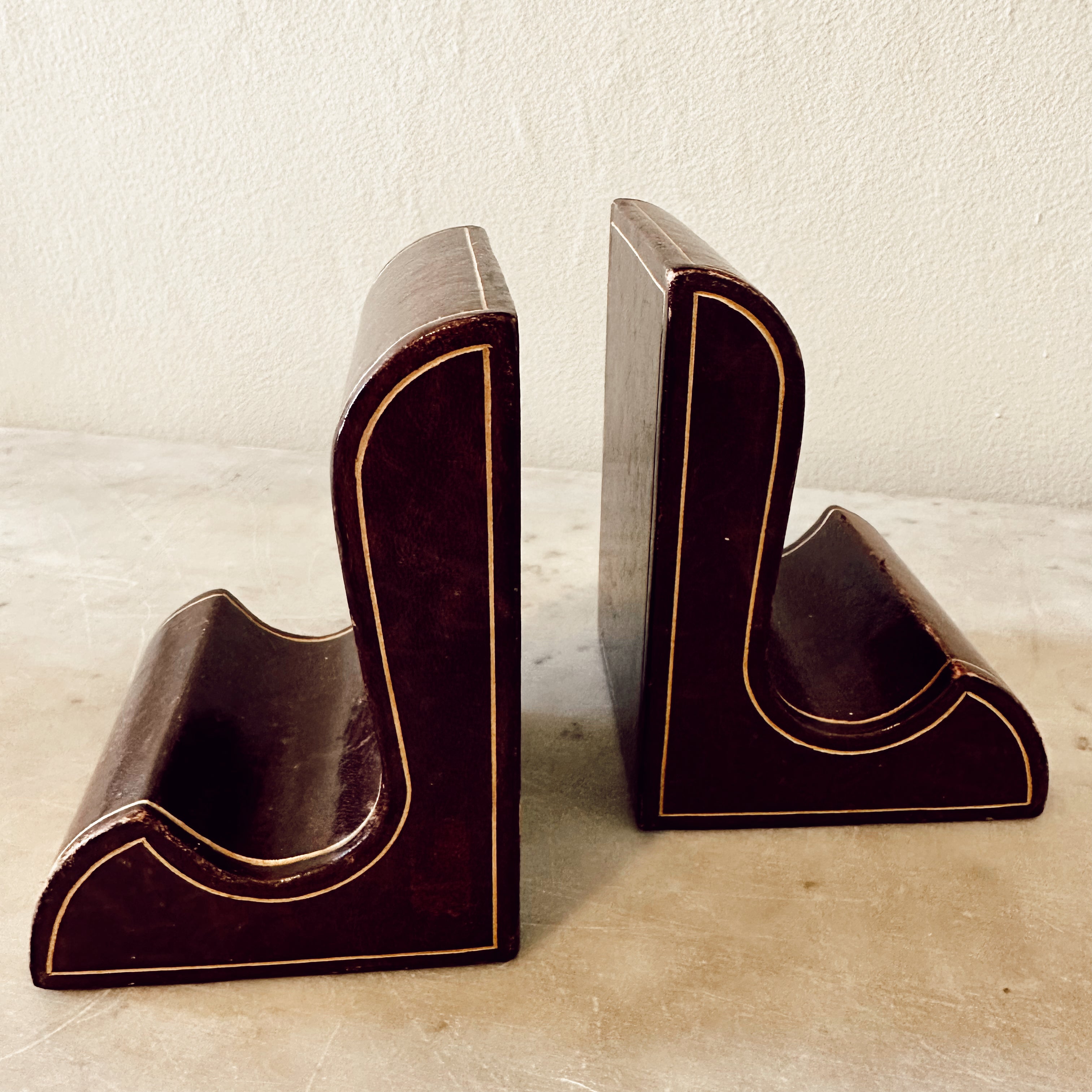 Pair of Italian Leather Bookends