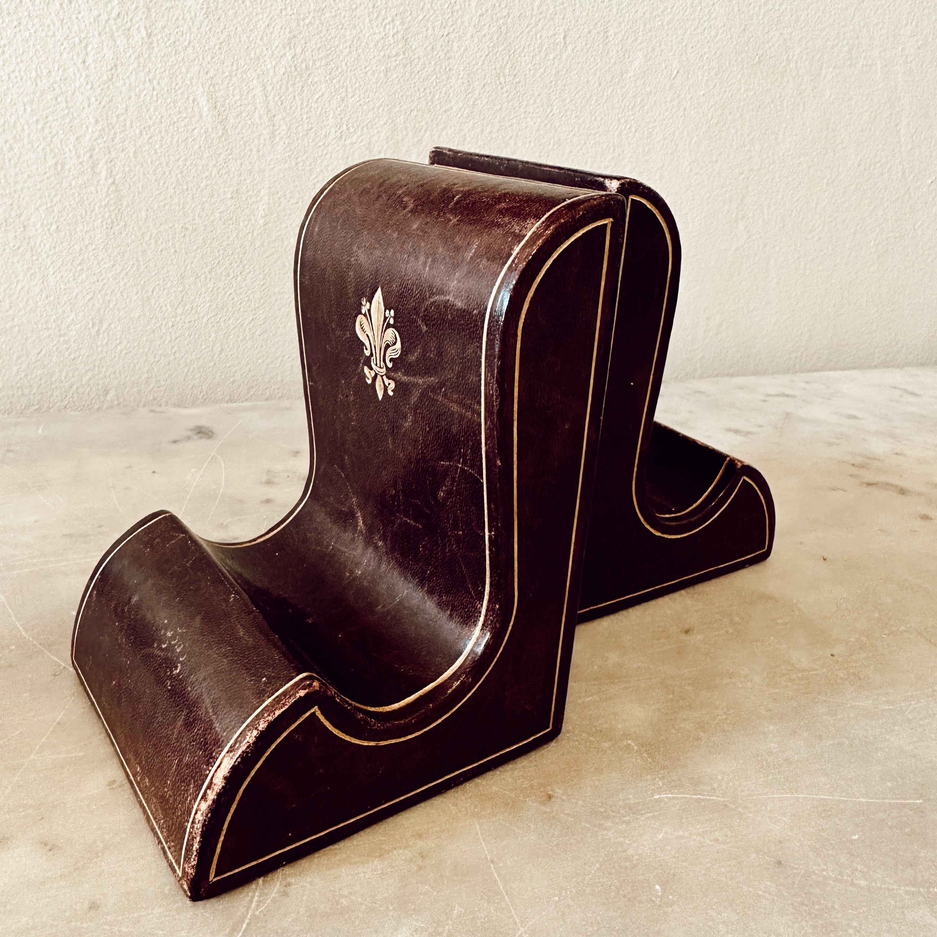 Pair of Italian Leather Bookends