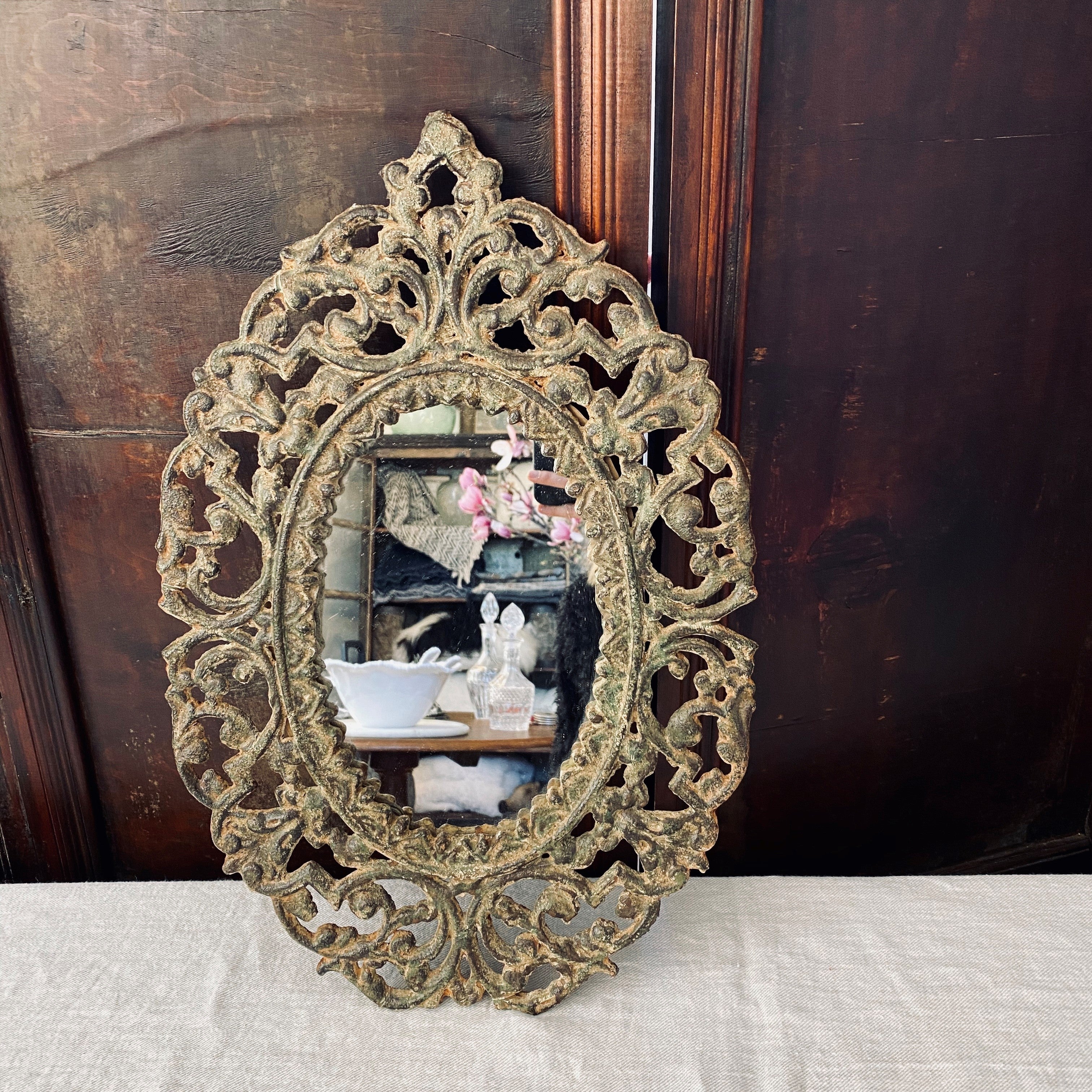 Rustic Cast Oval Mirror