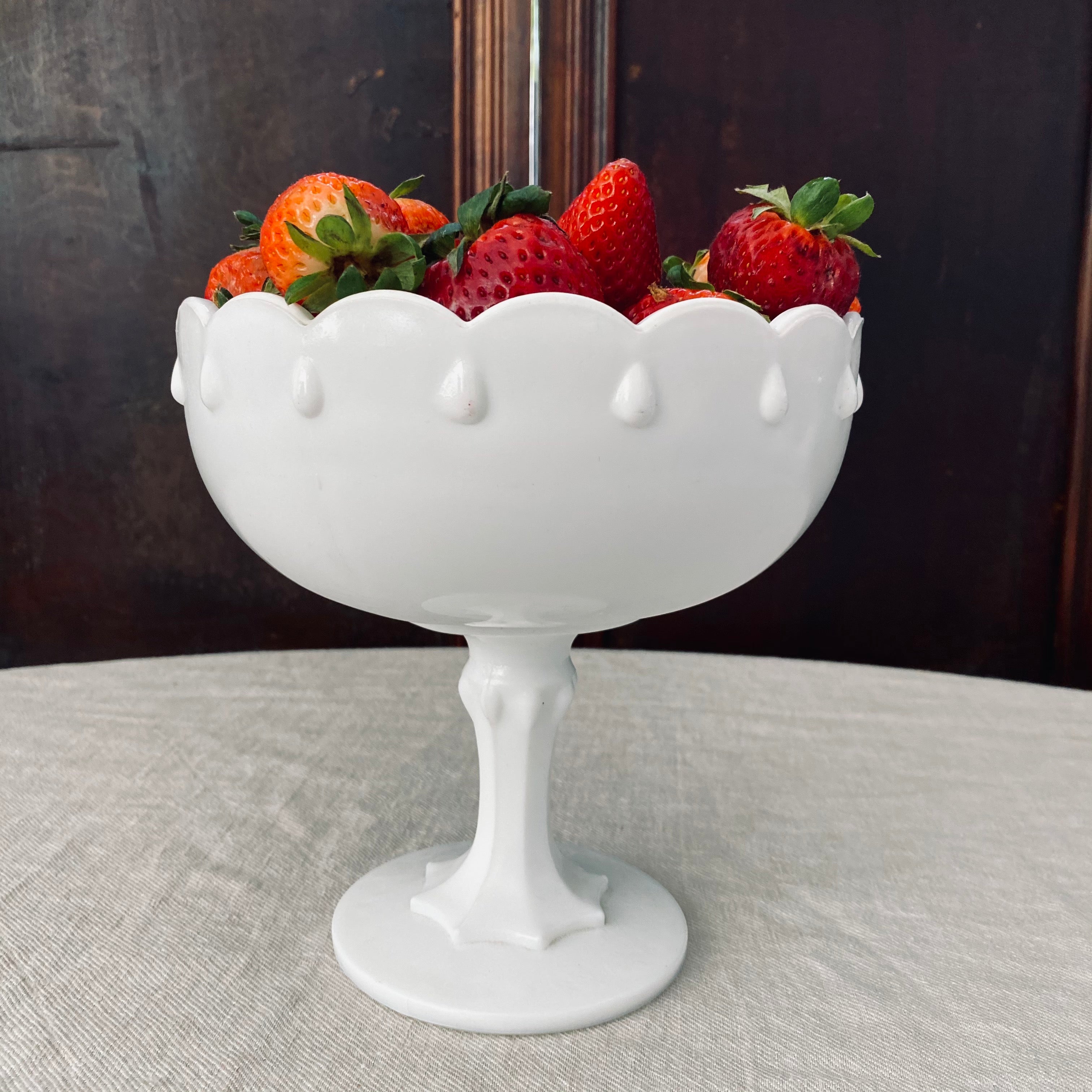American Milk Glass Teardrop Compote
