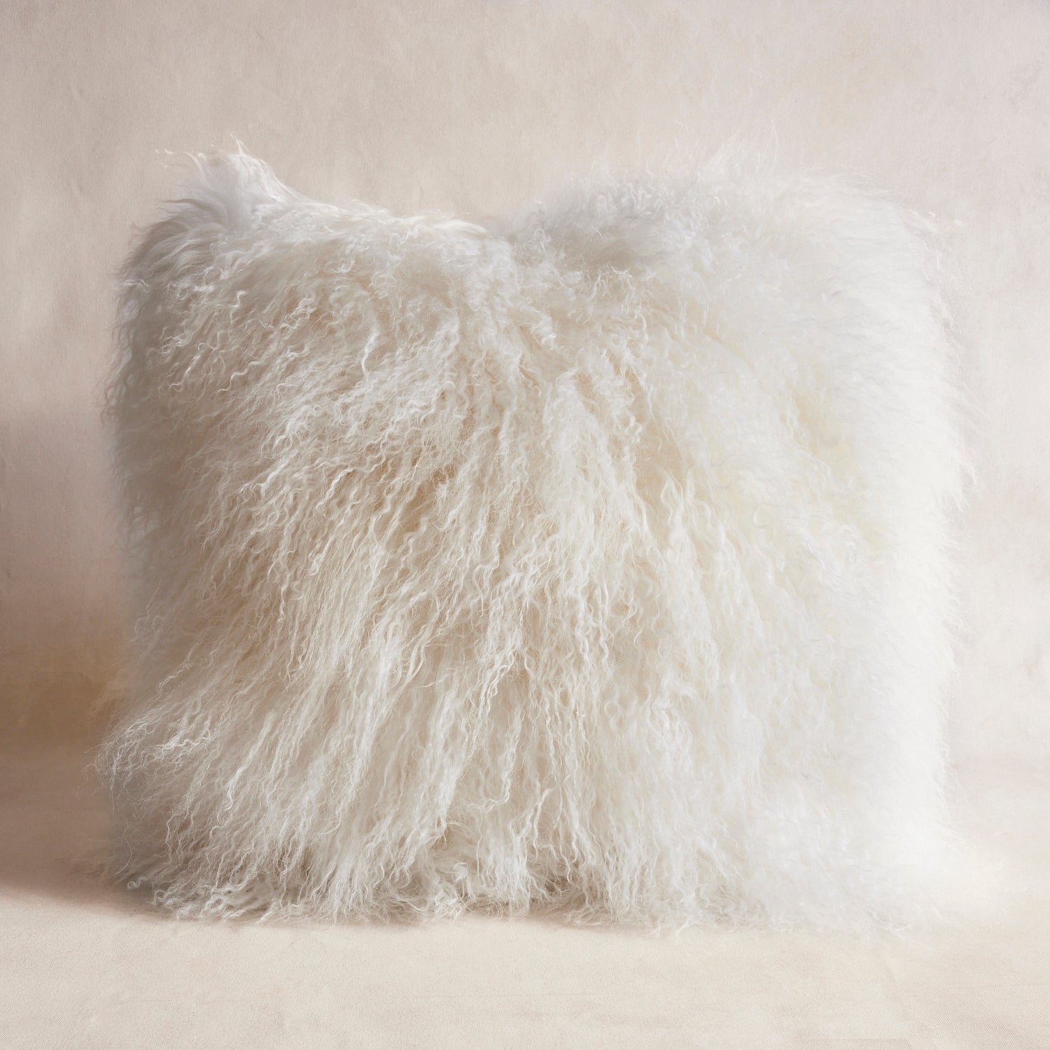 Mongolian Sheepskin Cushion - Snow