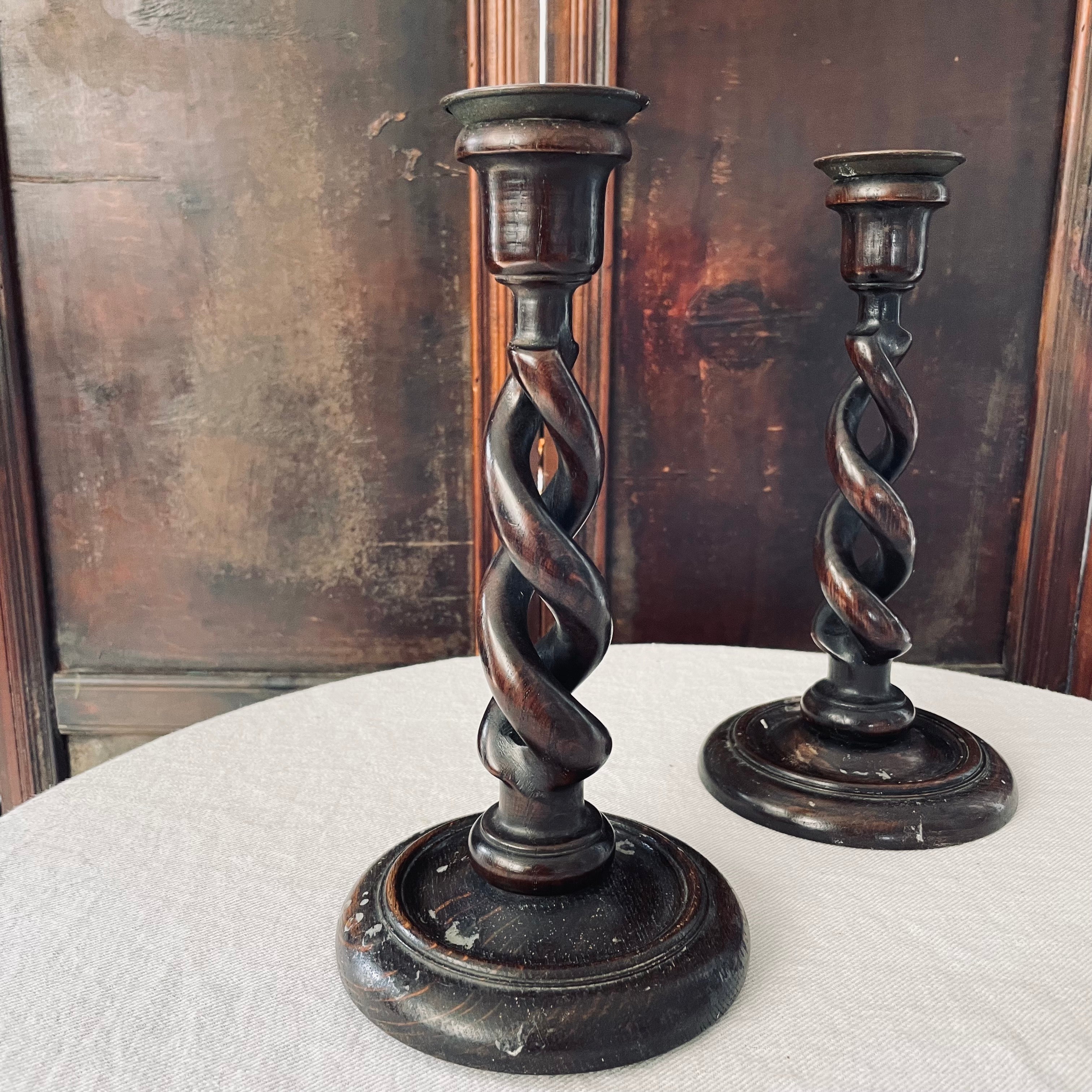Vintage Barley Twist Candlesticks
