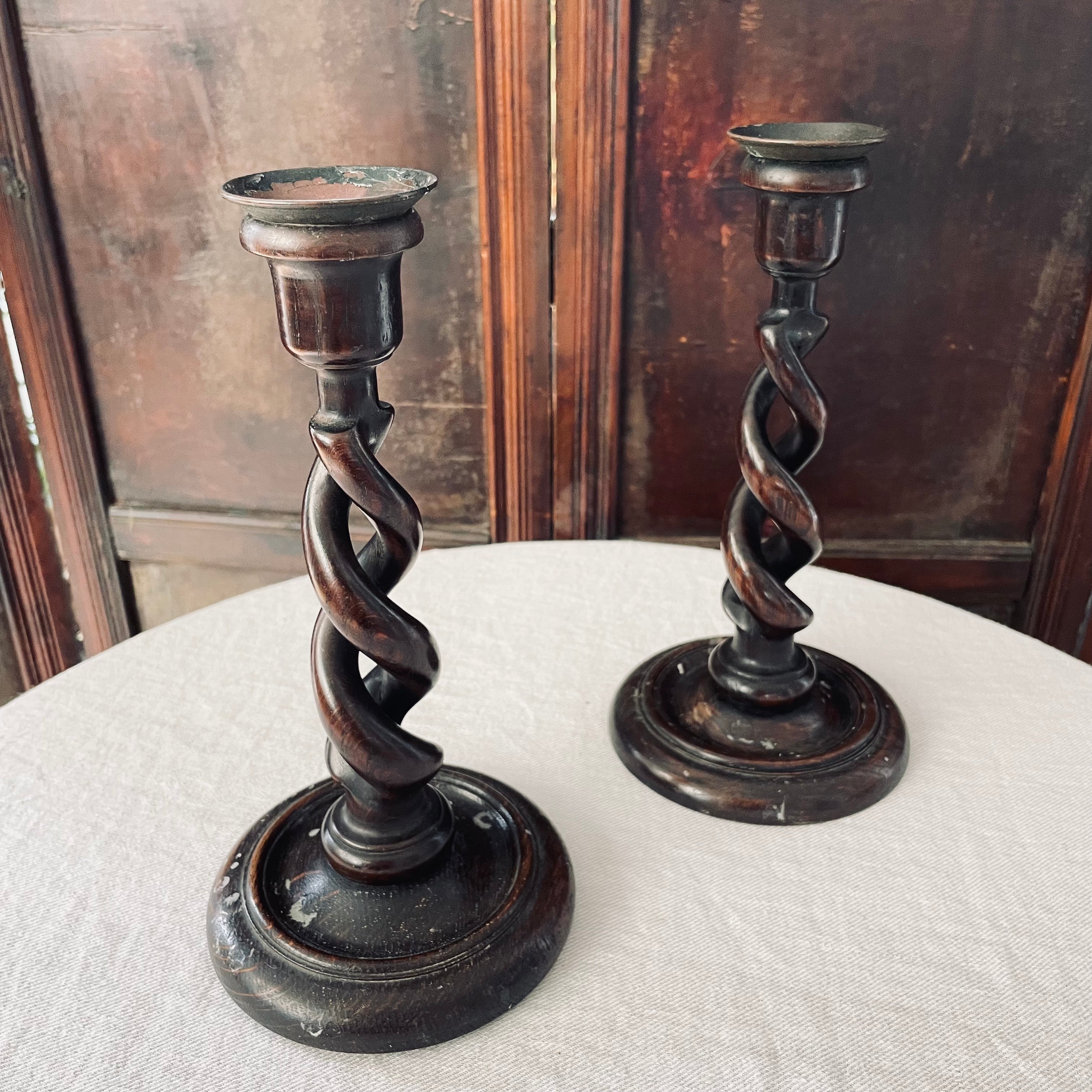 Vintage Barley Twist Candlesticks