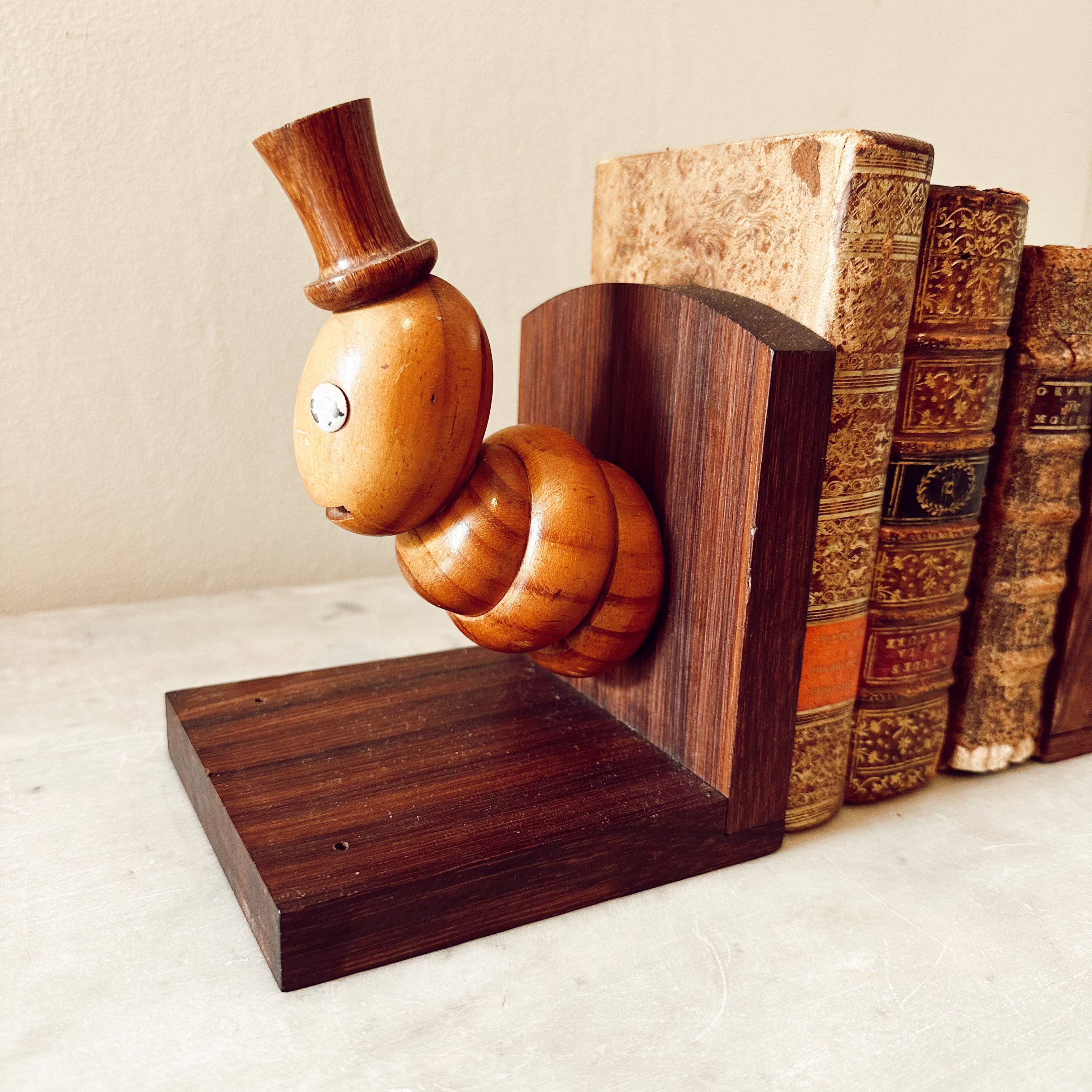 Vintage Bookworm bookends