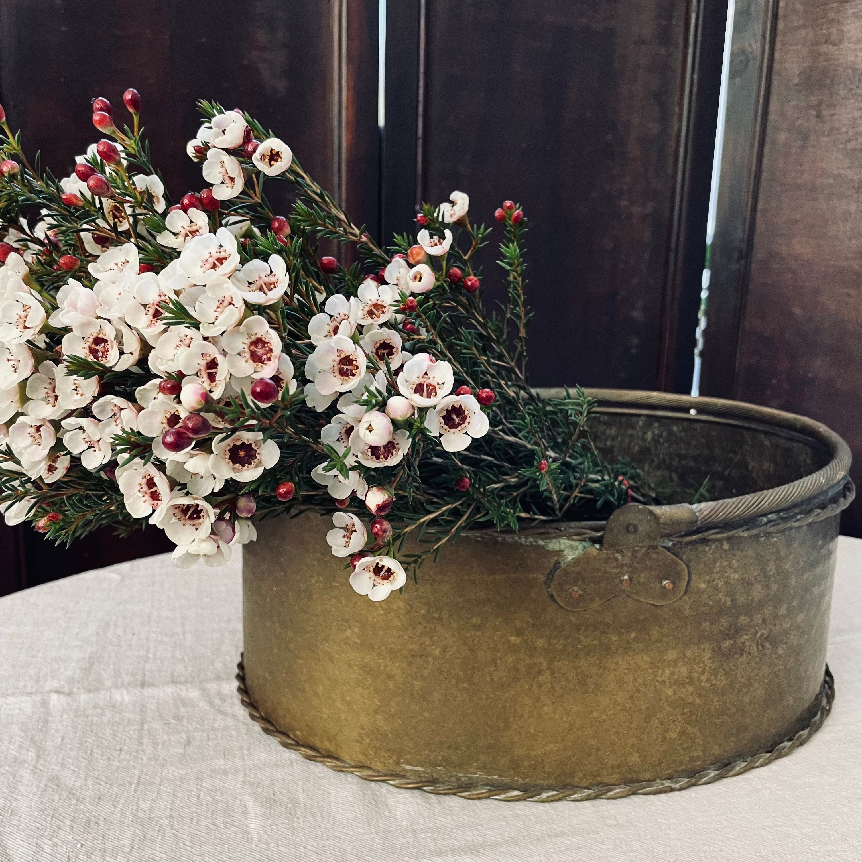 Brass Swing-Handled Coal Bucket