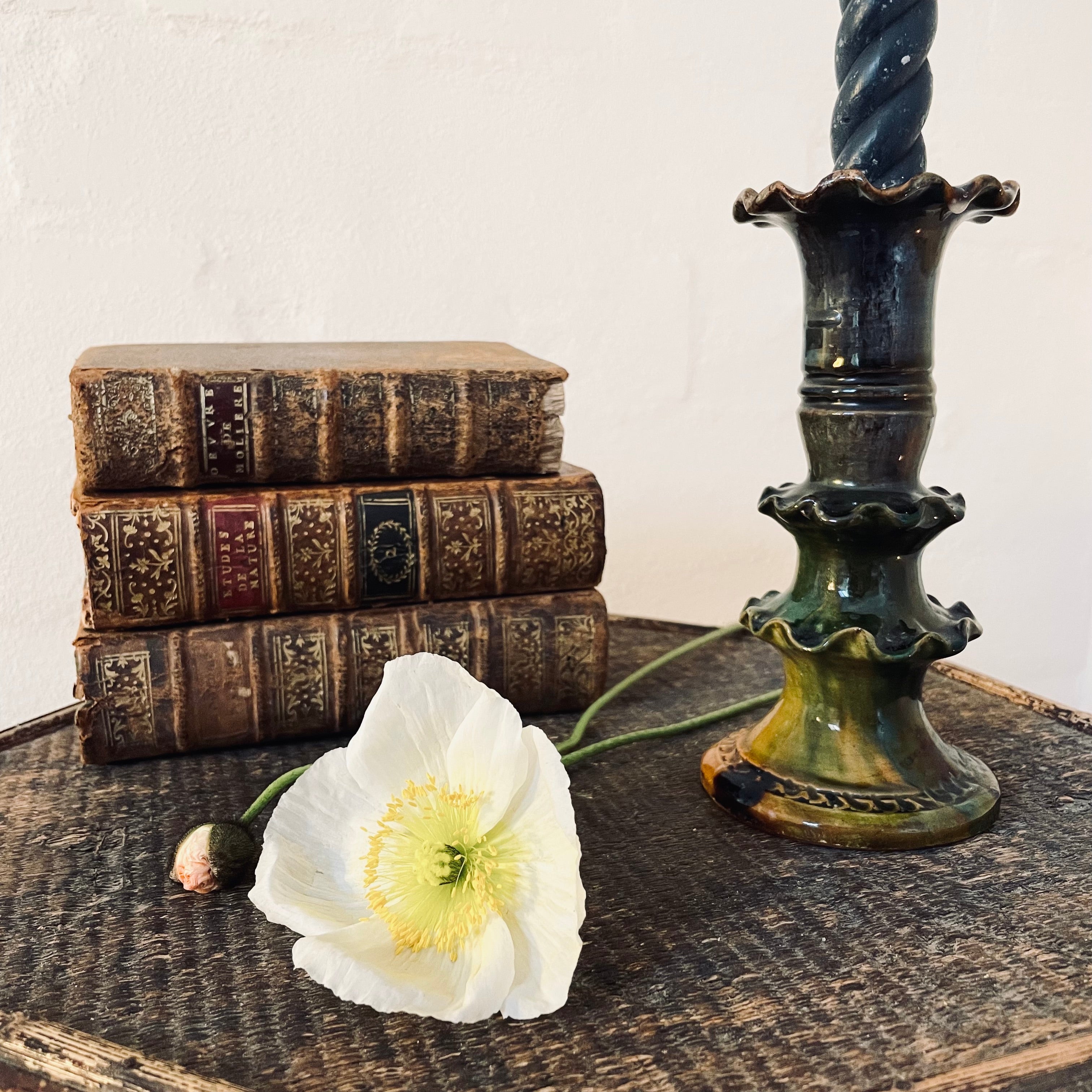 Vintage Ceramic Blue/Green Candlestick