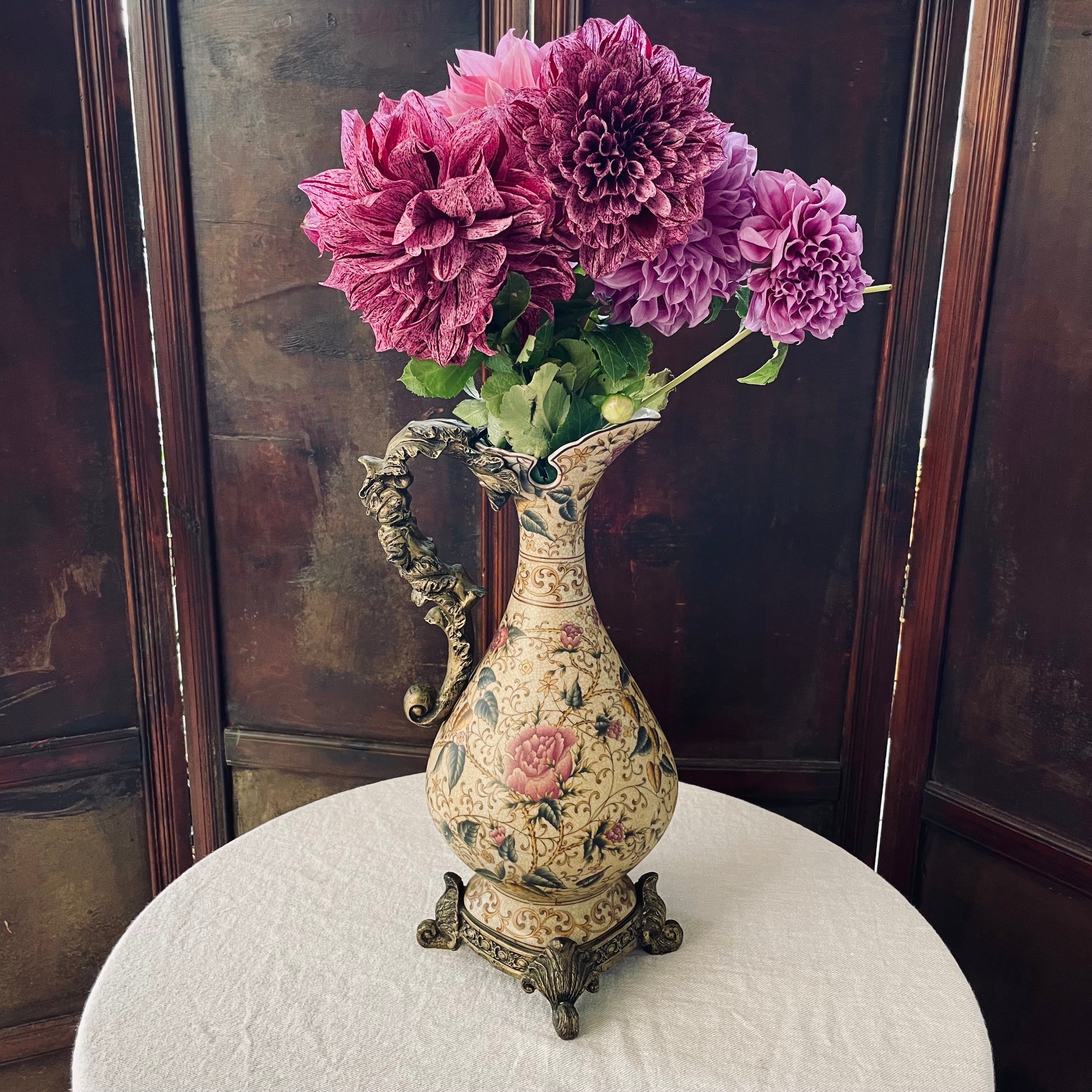 Crackle Glazed Jug with Ornate Feet