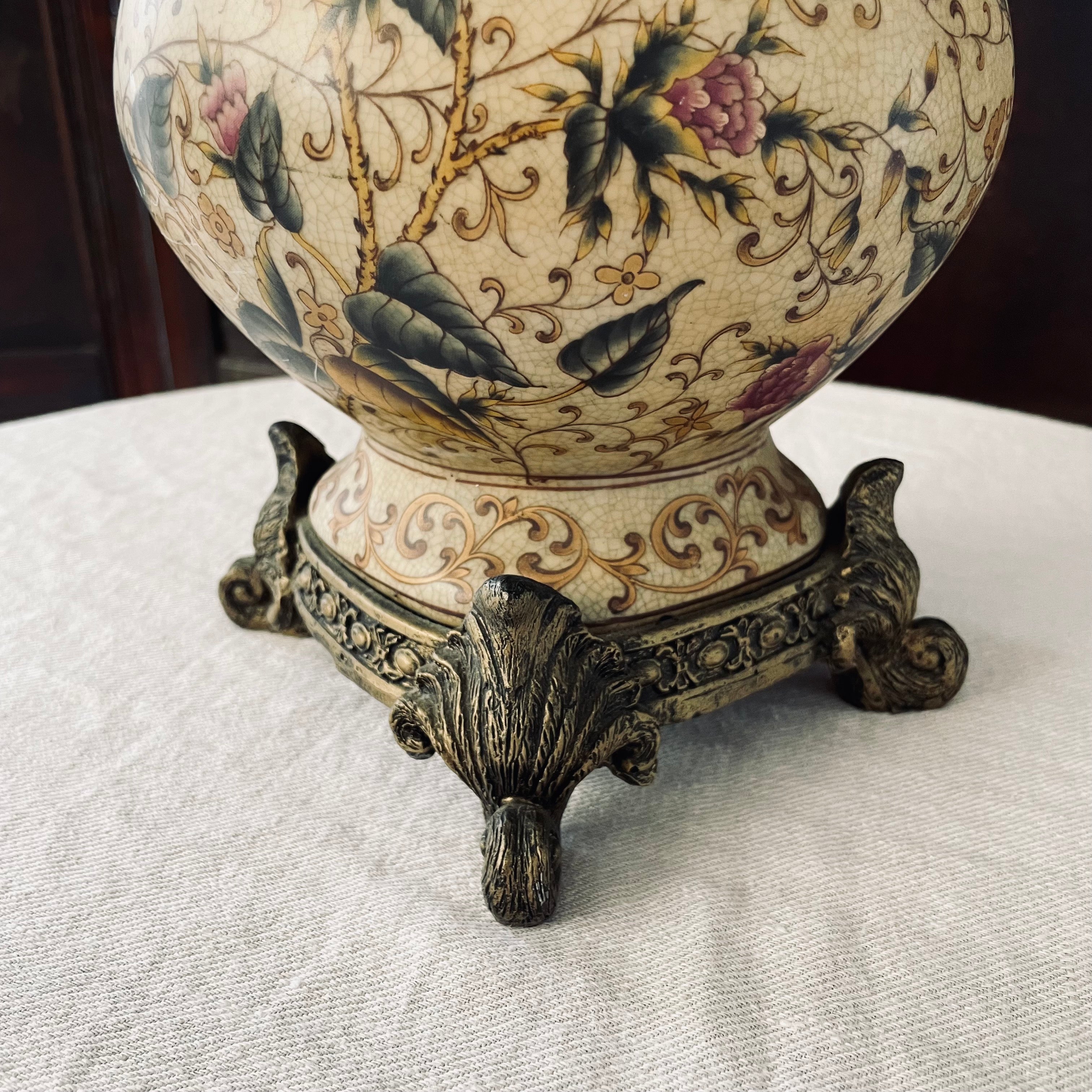 Crackle Glazed Jug with Ornate Feet