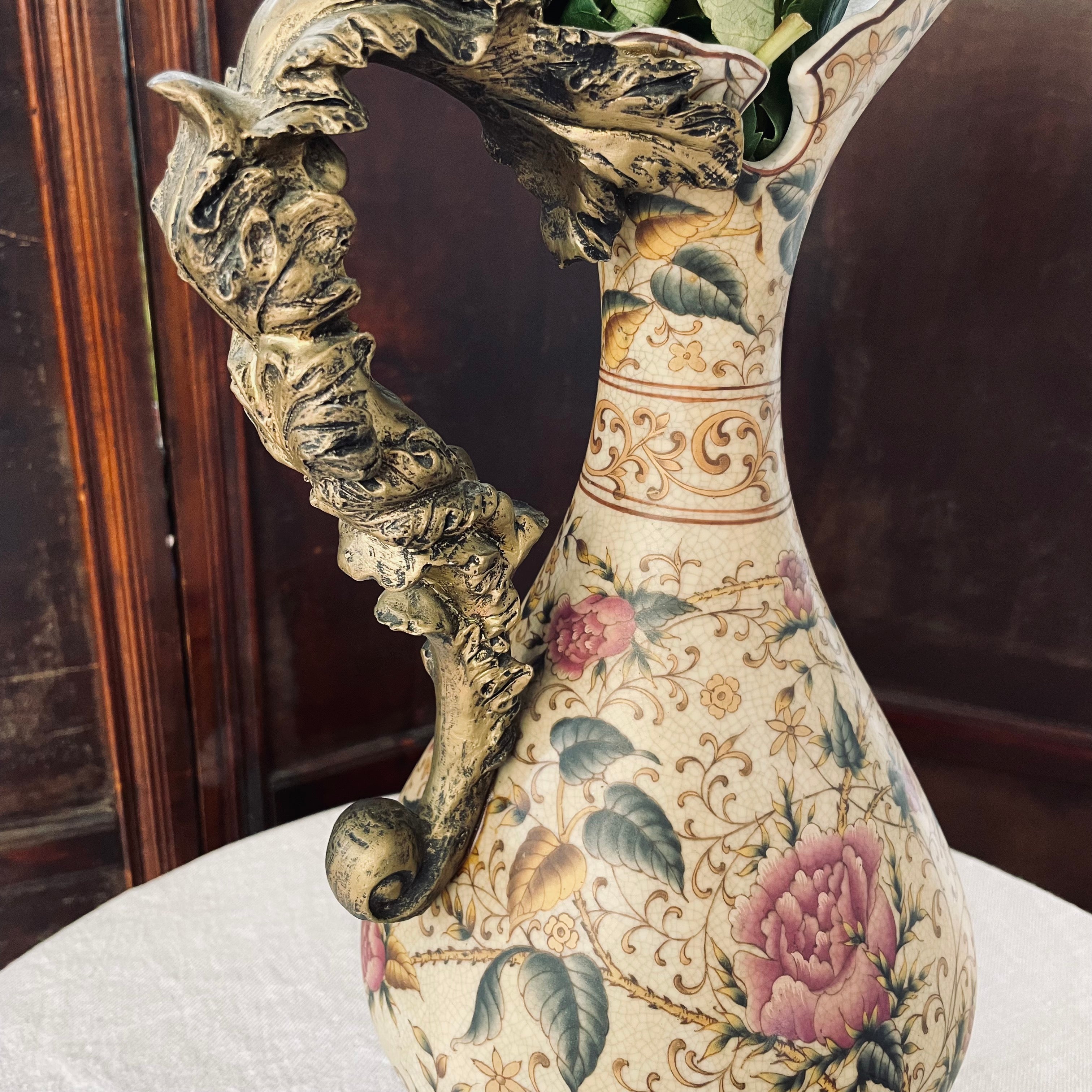 Crackle Glazed Jug with Ornate Feet