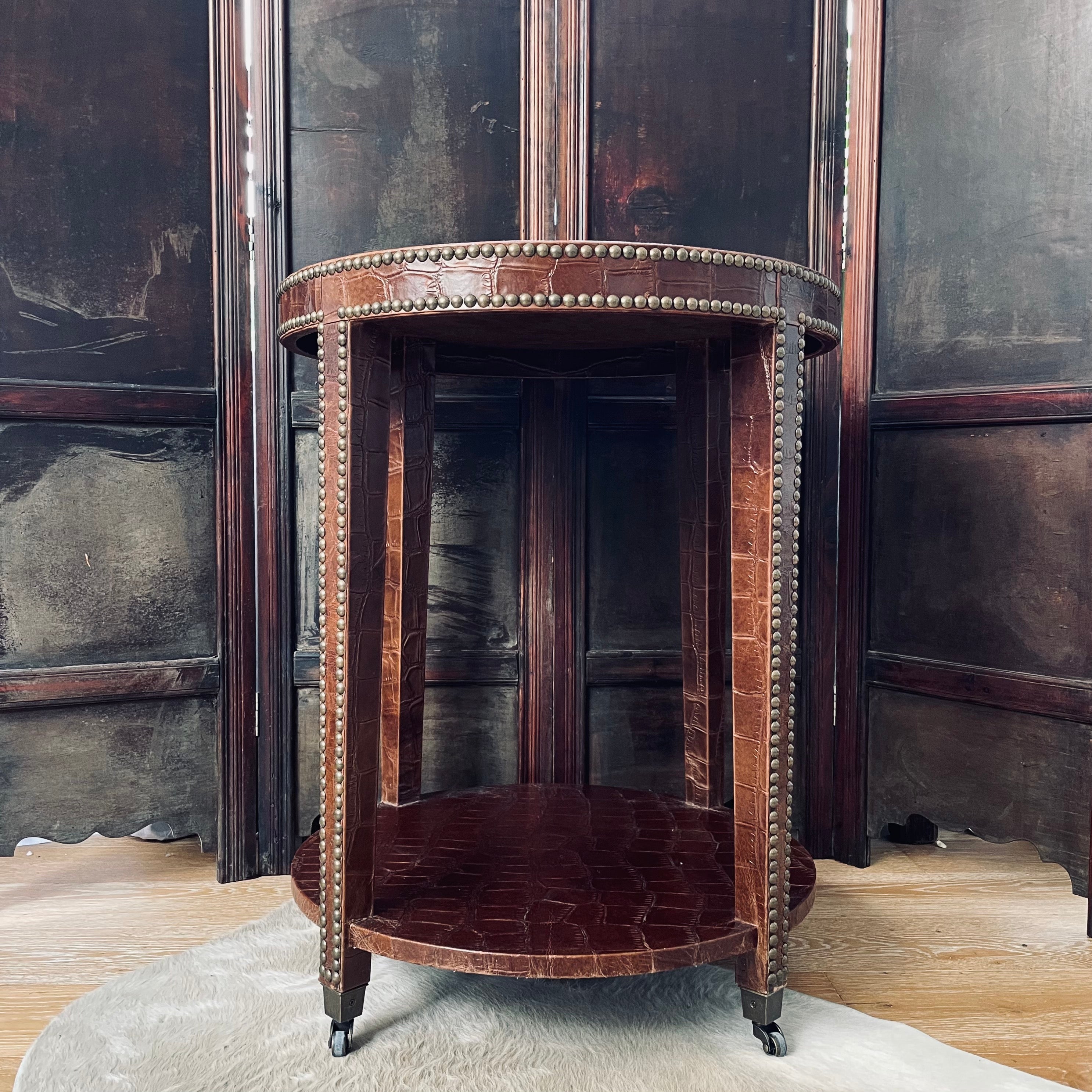 Leather Studded Side Table