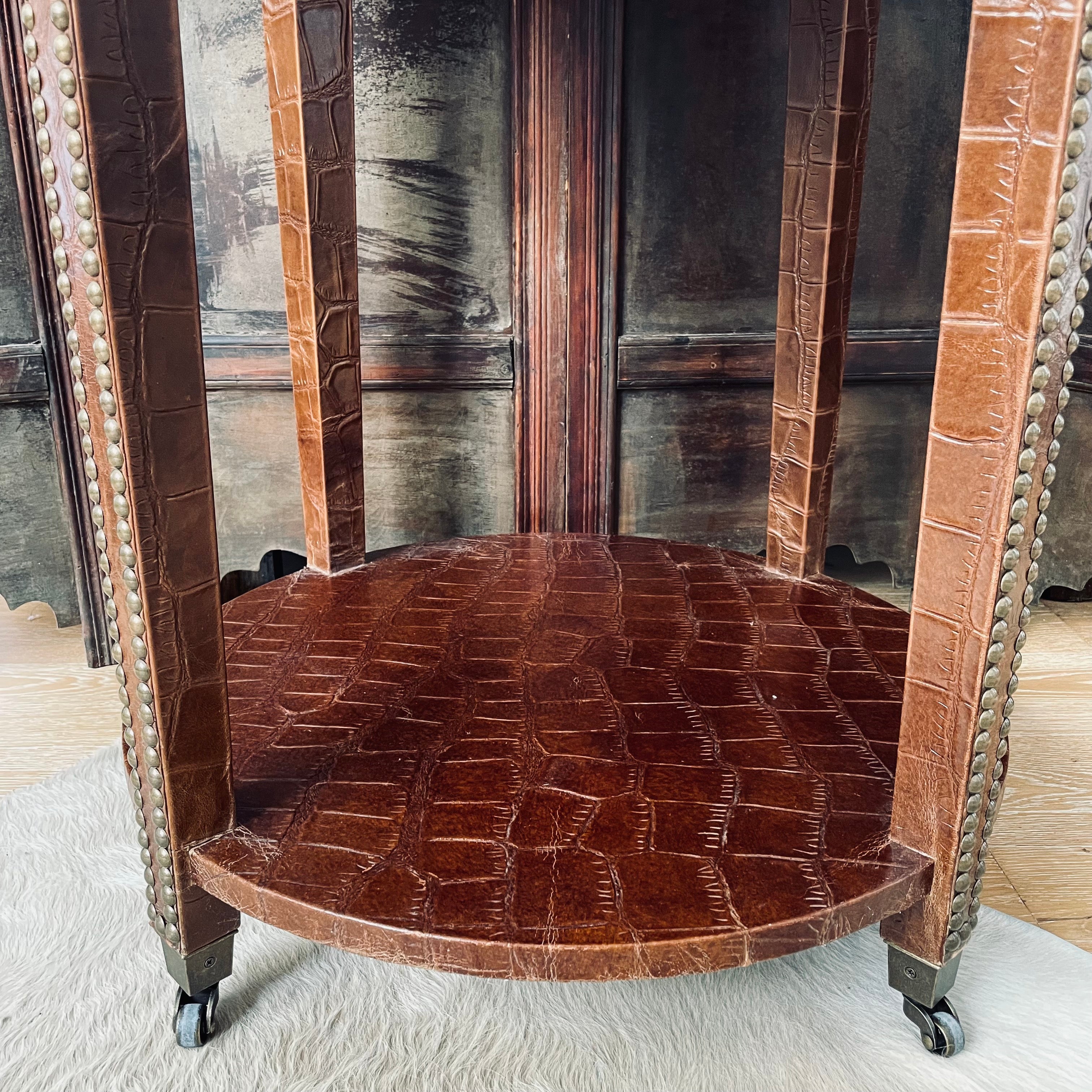 Leather Studded Side Table