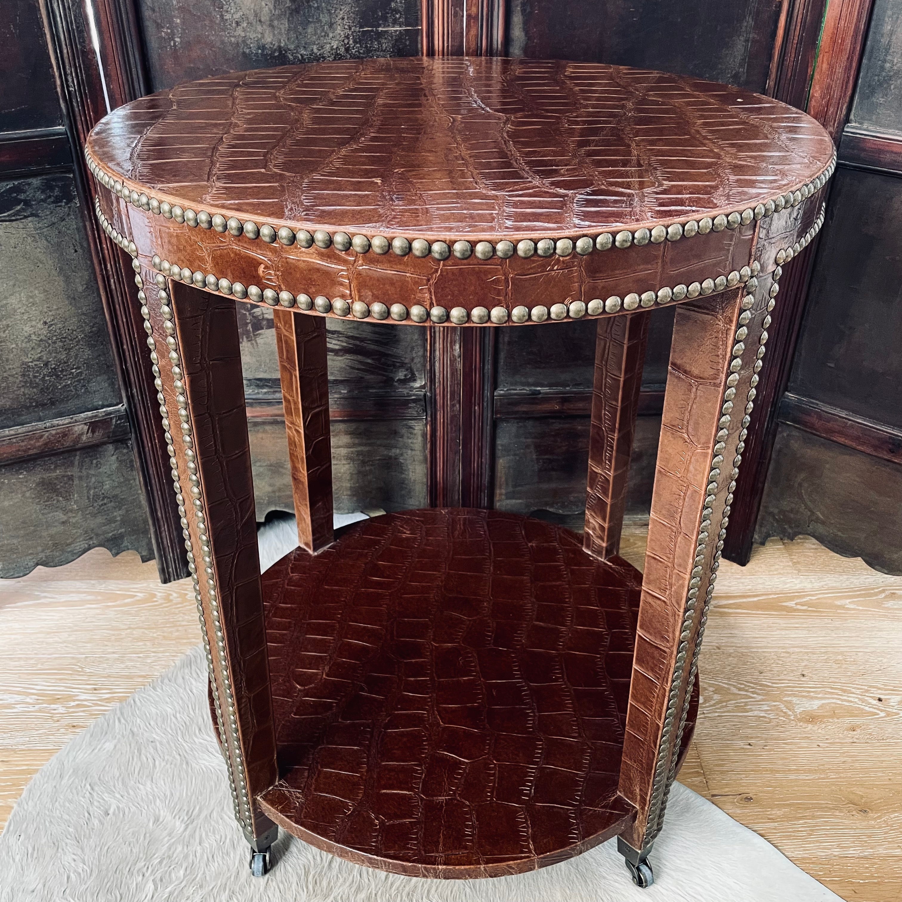 Leather Studded Side Table
