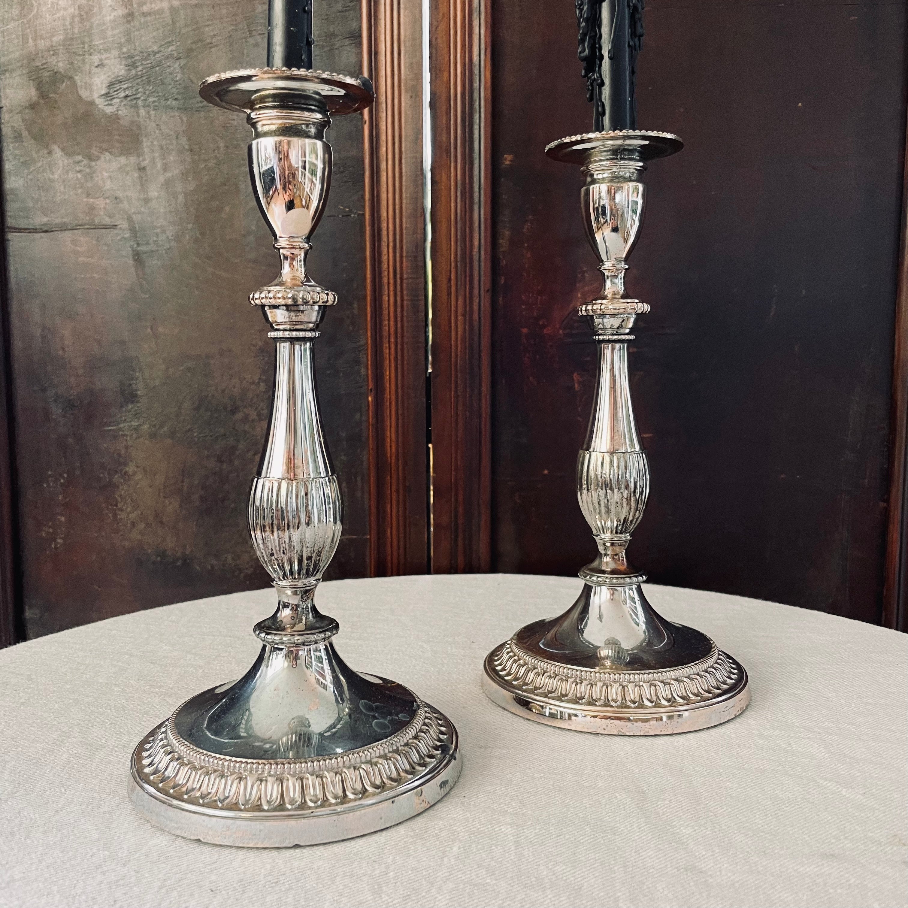 Vintage Silvered Candlesticks