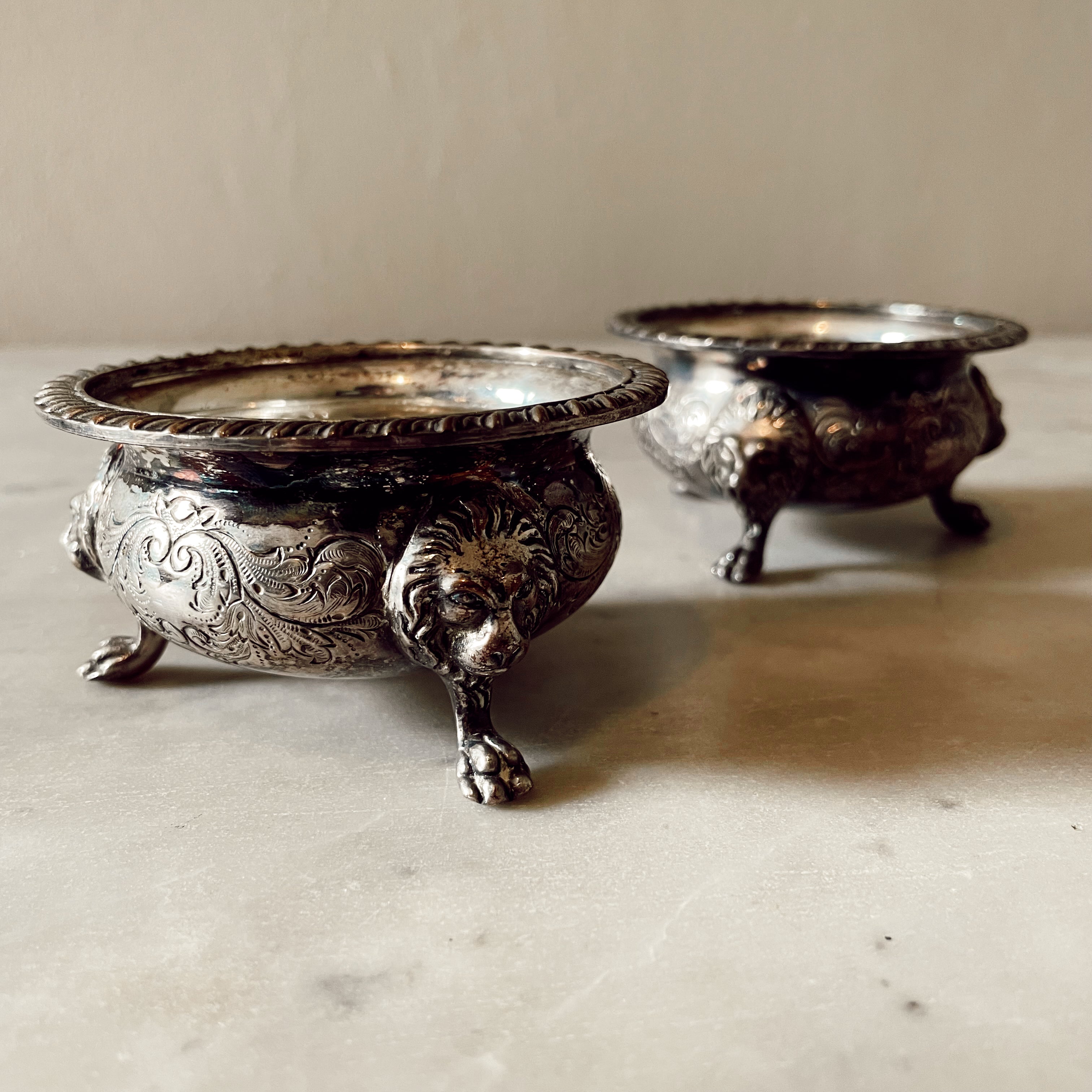 Pair of Vintage Silver-Plated Salt & Pepper Cellars