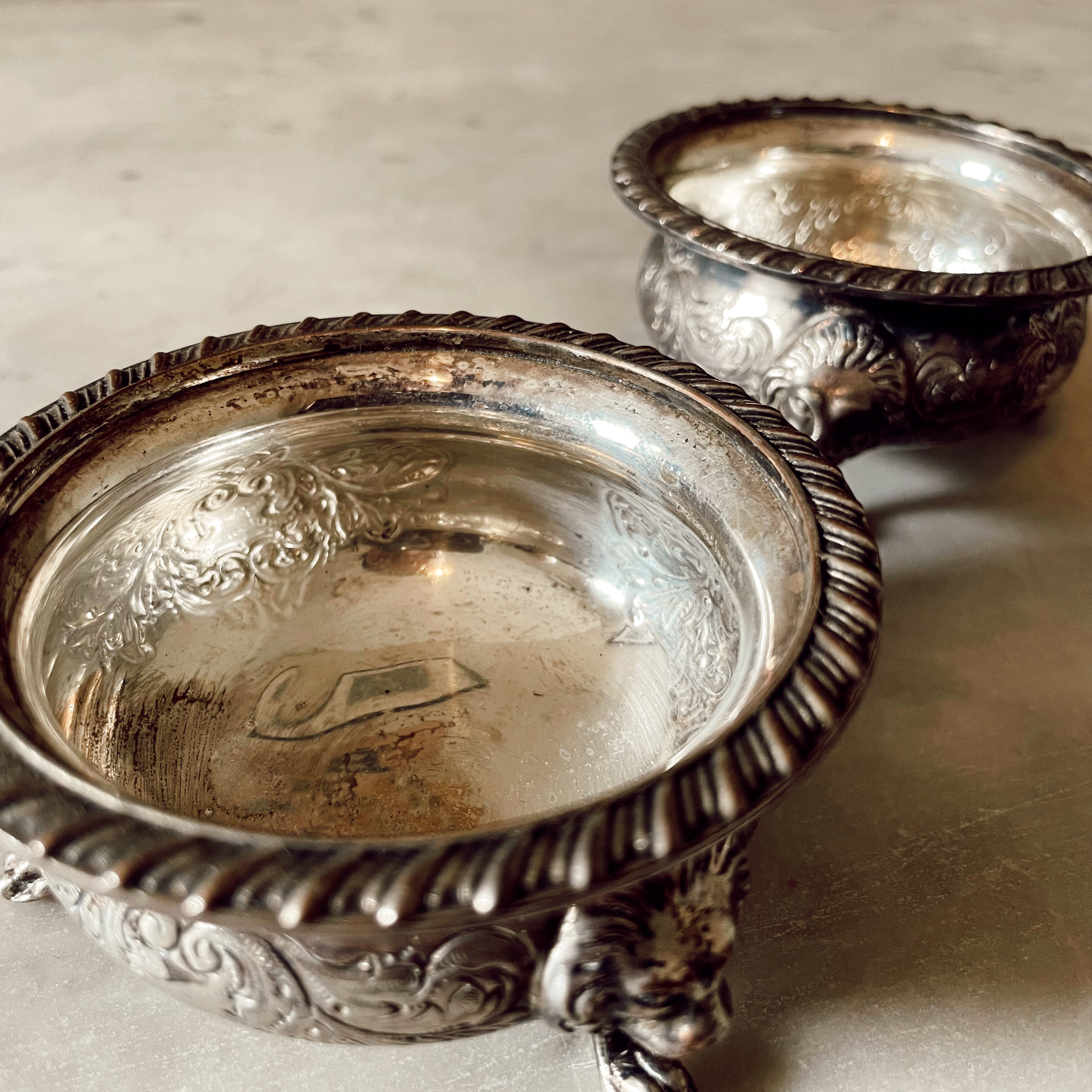 Pair of Vintage Silver-Plated Salt & Pepper Cellars