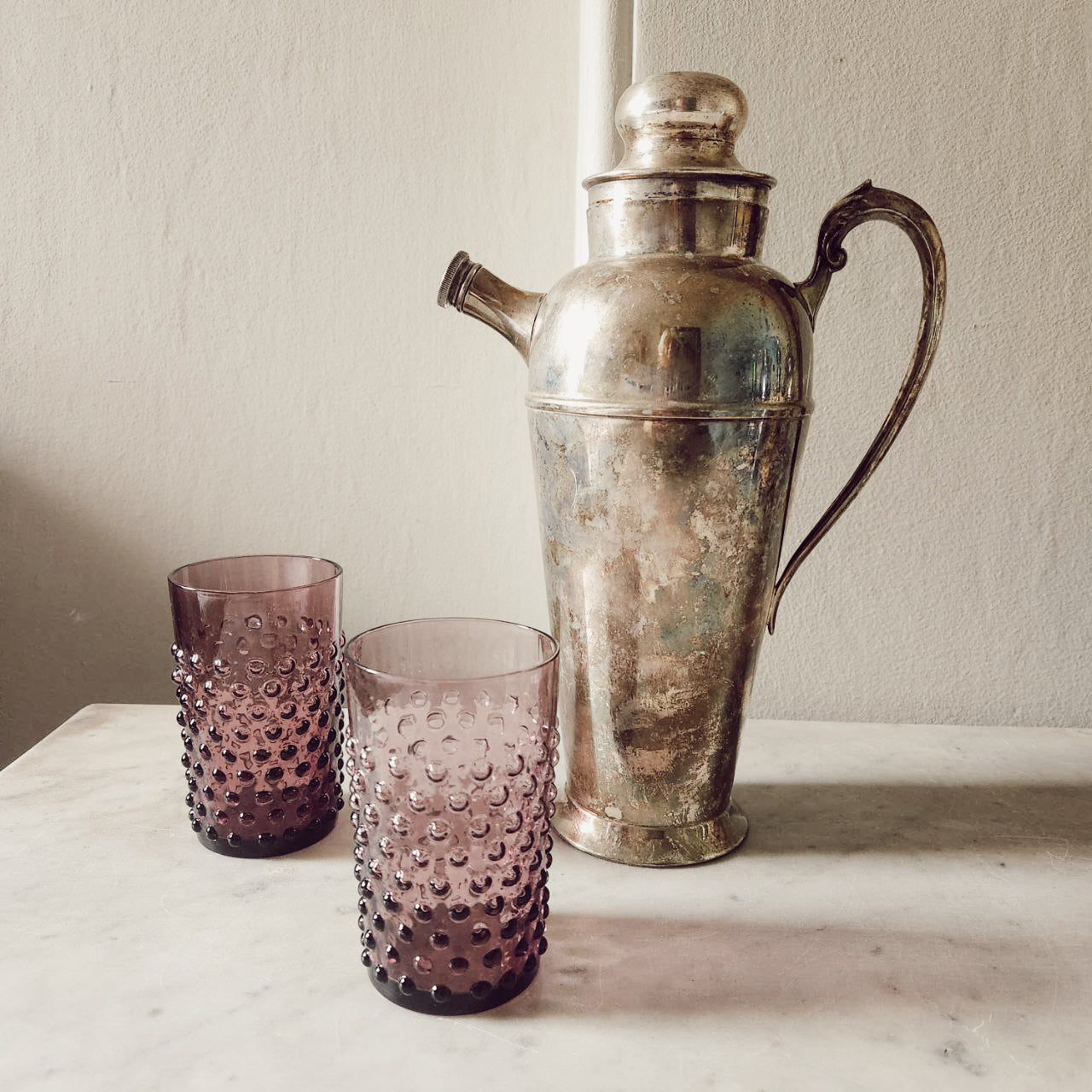 Vintage Silver Plated "When Night Falls" Engraved Cocktail Shaker