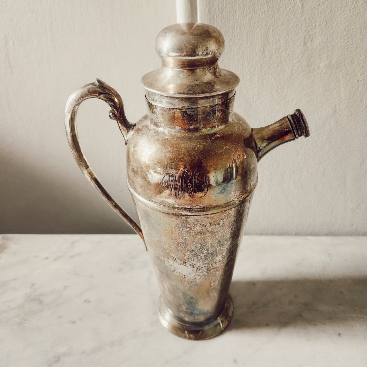 Vintage Silver Plated "When Night Falls" Engraved Cocktail Shaker