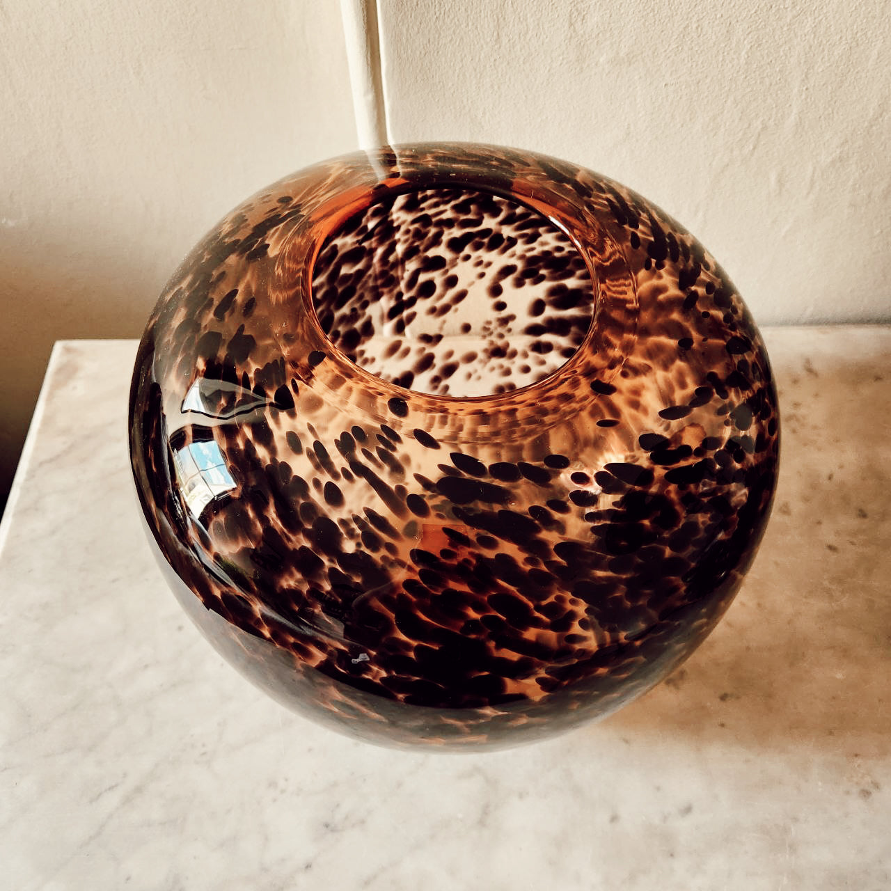 Vintage Large Tortoiseshell Glass Vase
