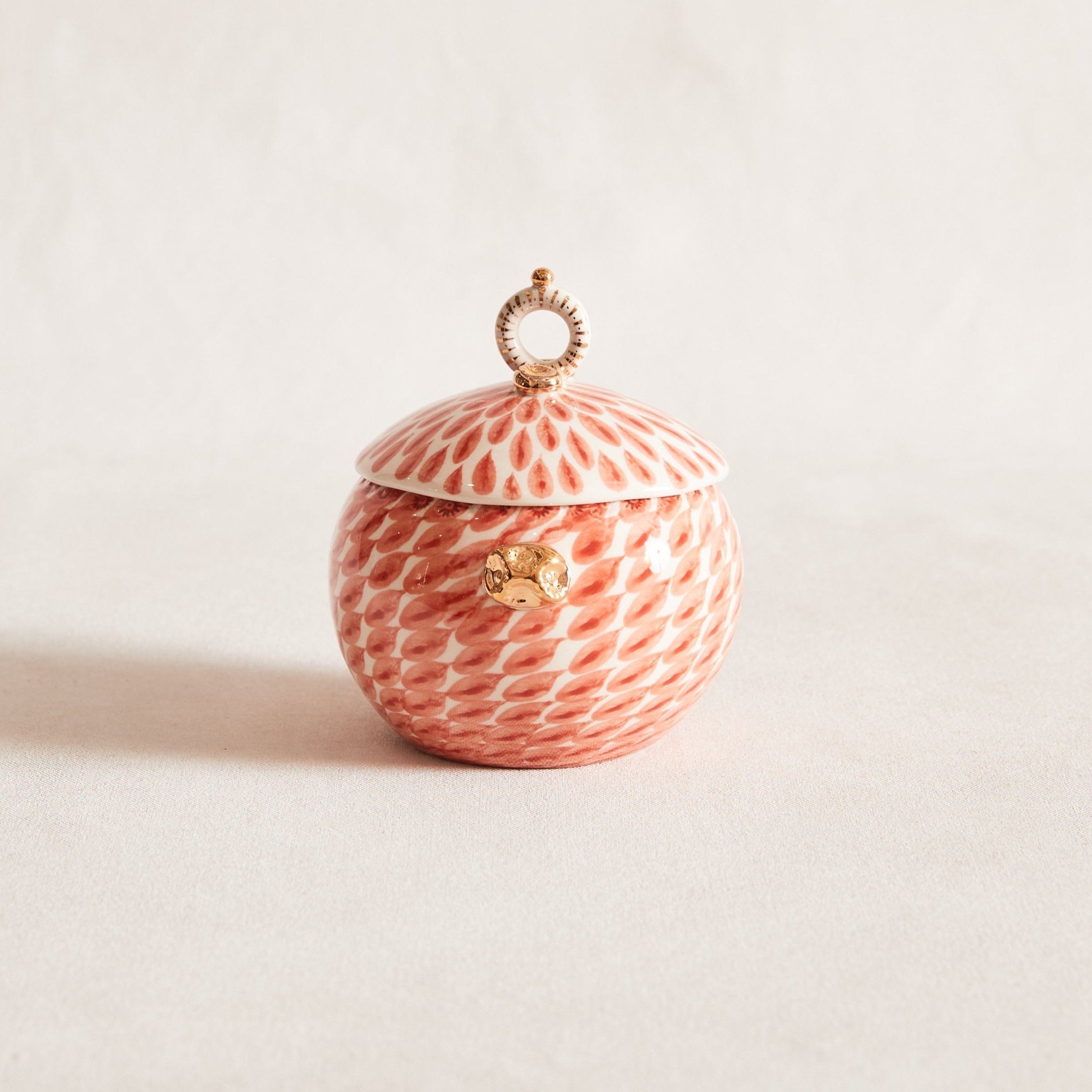 Lidded Sugar Bowl - Coral