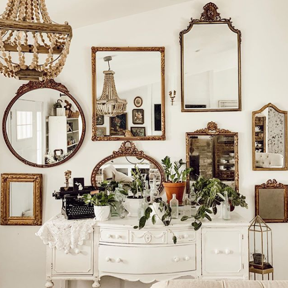 Arched Wooden Cathedral Mirror