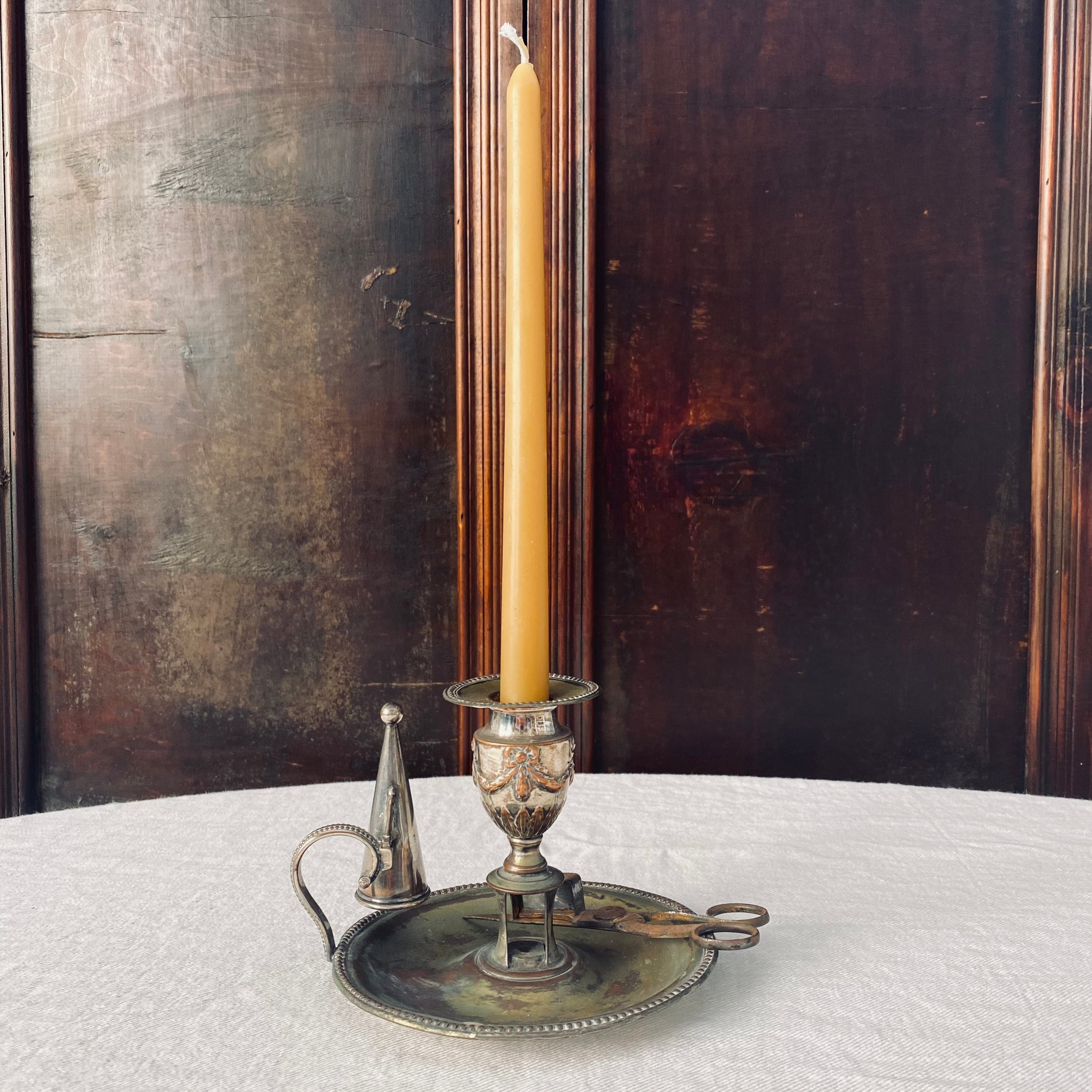 Antique Chamber Candlestick with Snuffer & Scissors