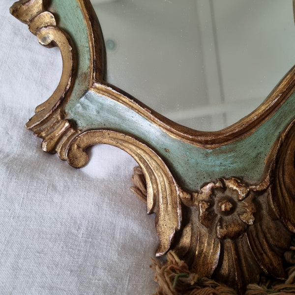 Stunning Antique French Gilt & Painted Mirror