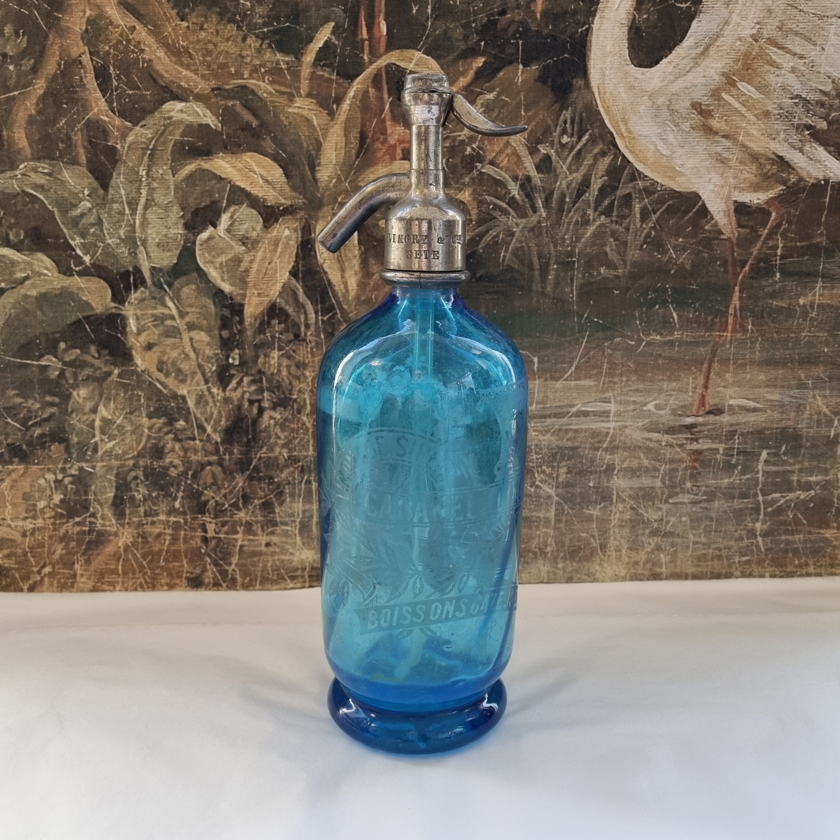 French Soda Siphon Cabanel & Lingry Blue  Circa 1930